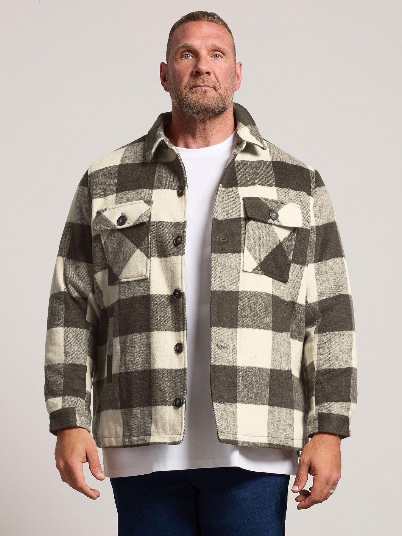 Image 1 of 4 of BadRhino Mens Big &amp; Tall Check Button-Through Shacket - Brown