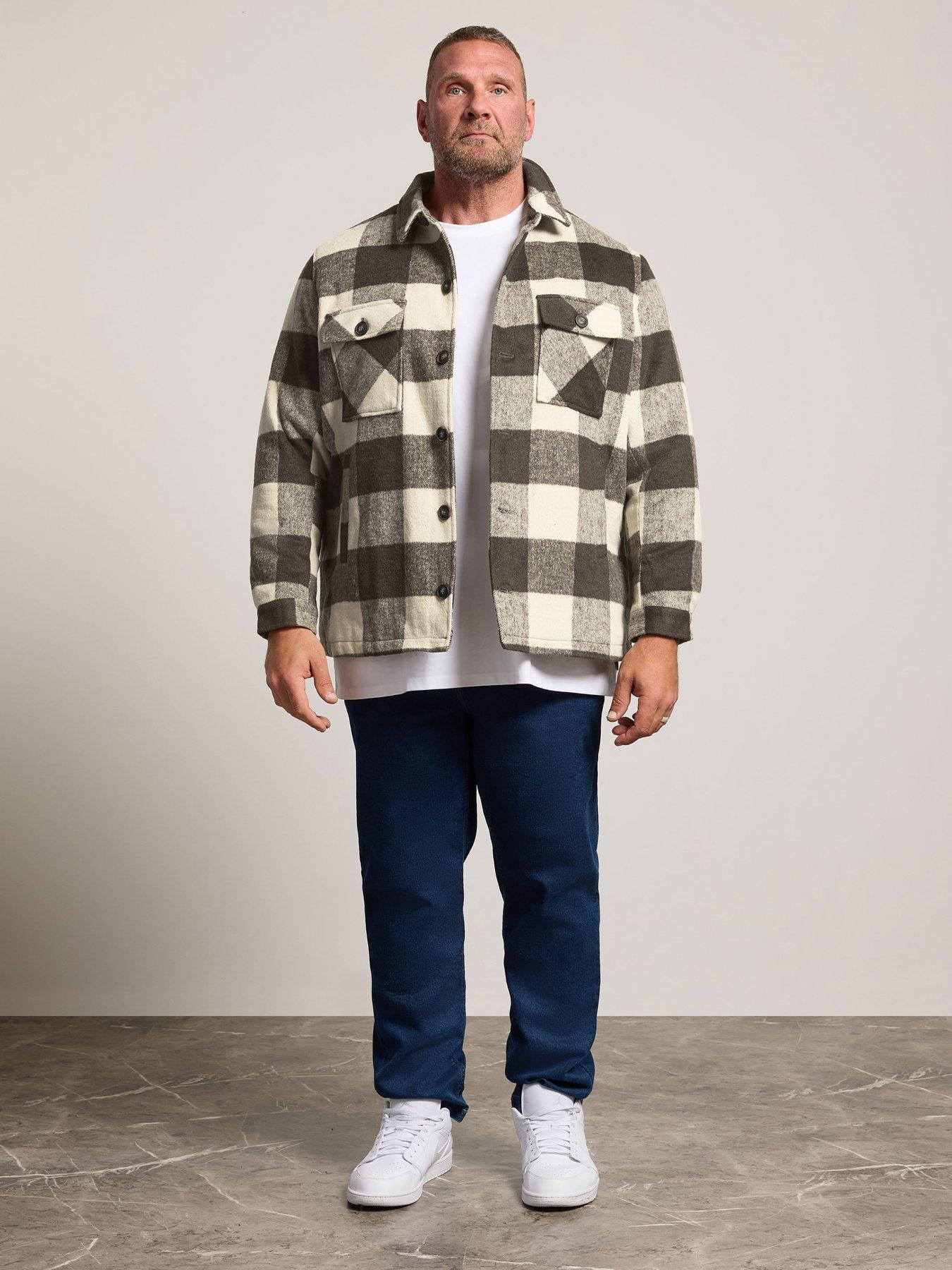 Image 3 of 4 of BadRhino Mens Big &amp; Tall Check Button-Through Shacket - Brown