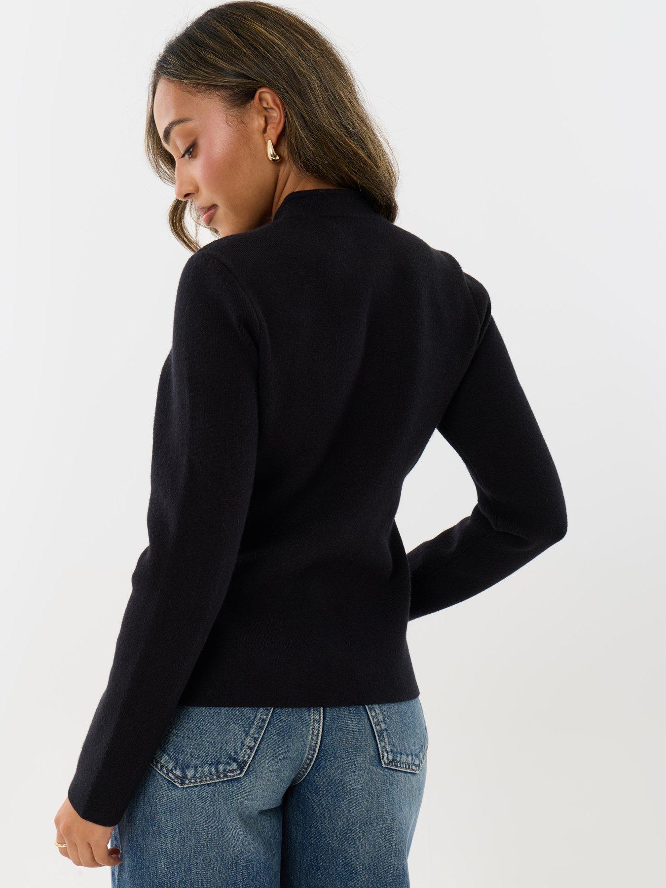 Image 2 of 5 of Threadbare Ladies Medrida Fireman Clasp Knit Cardigan - Black