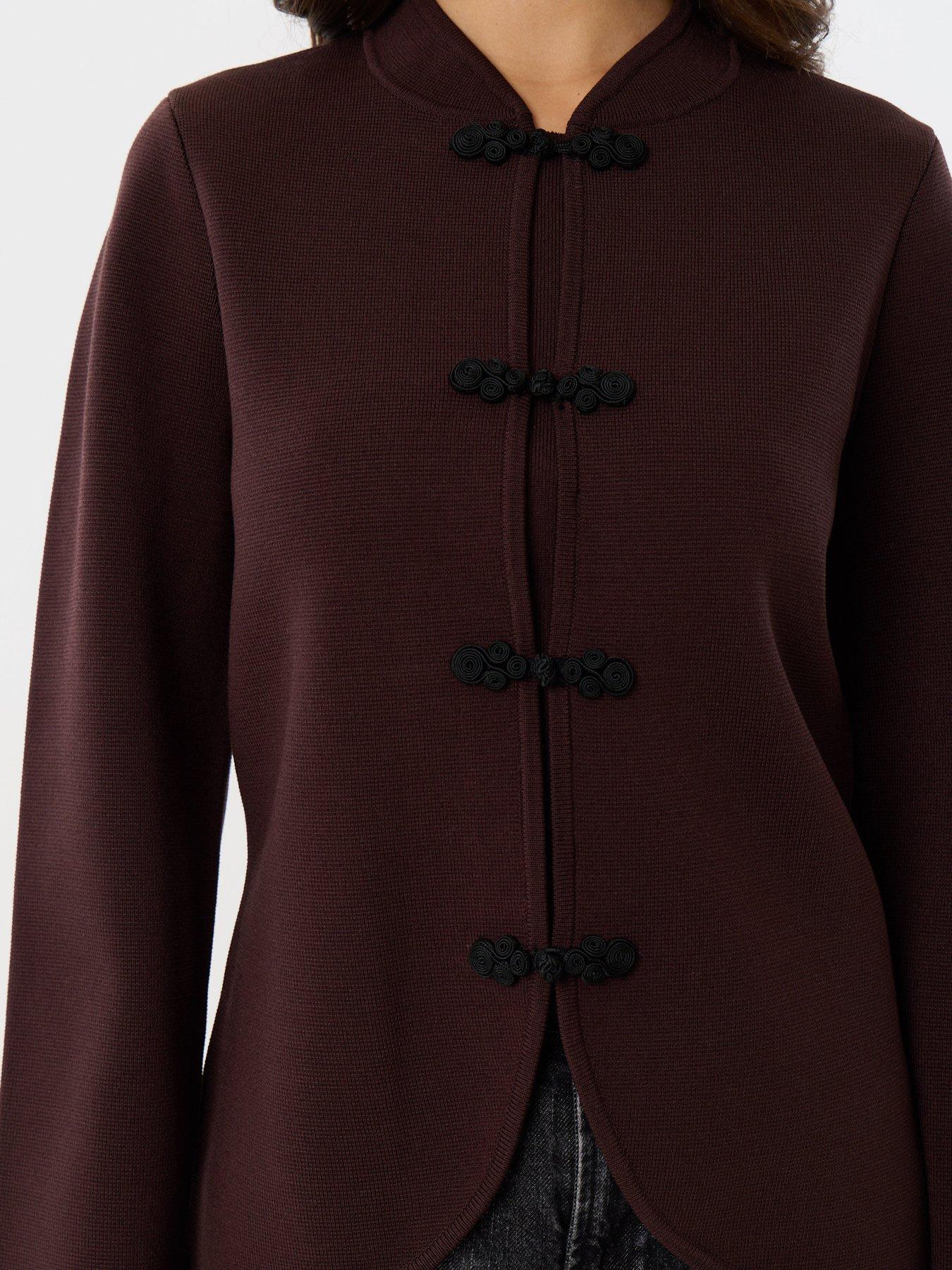 Image 4 of 5 of Threadbare Ladies Jasmina Fireman Clasp Knit Cardigan - Choc
