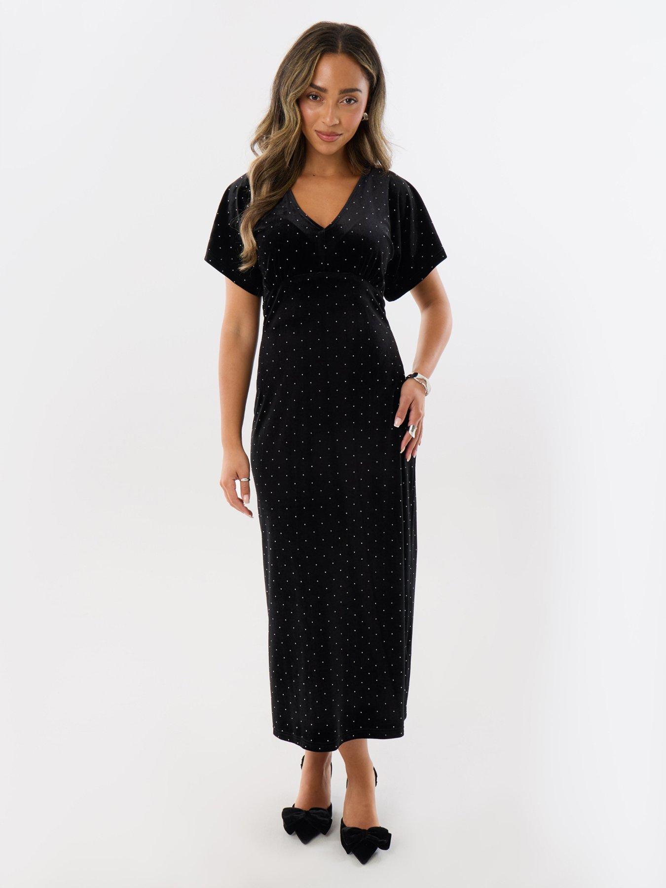 Image 1 of 4 of Threadbare Ladies Mirium Petite Hotfix Under Bust Dress-black