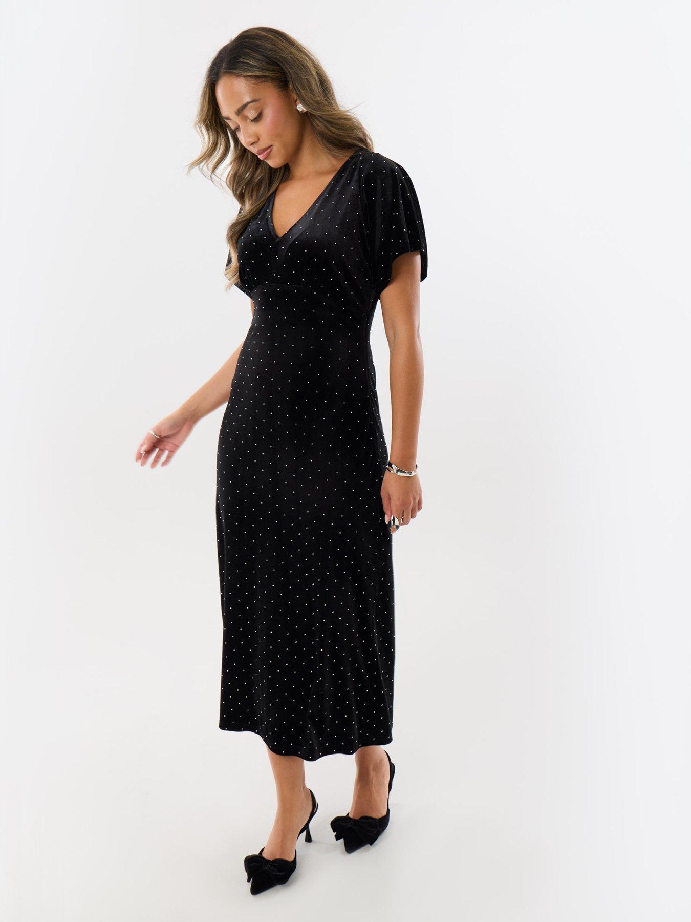 Image 3 of 4 of Threadbare Ladies Mirium Petite Hotfix Under Bust Dress-black