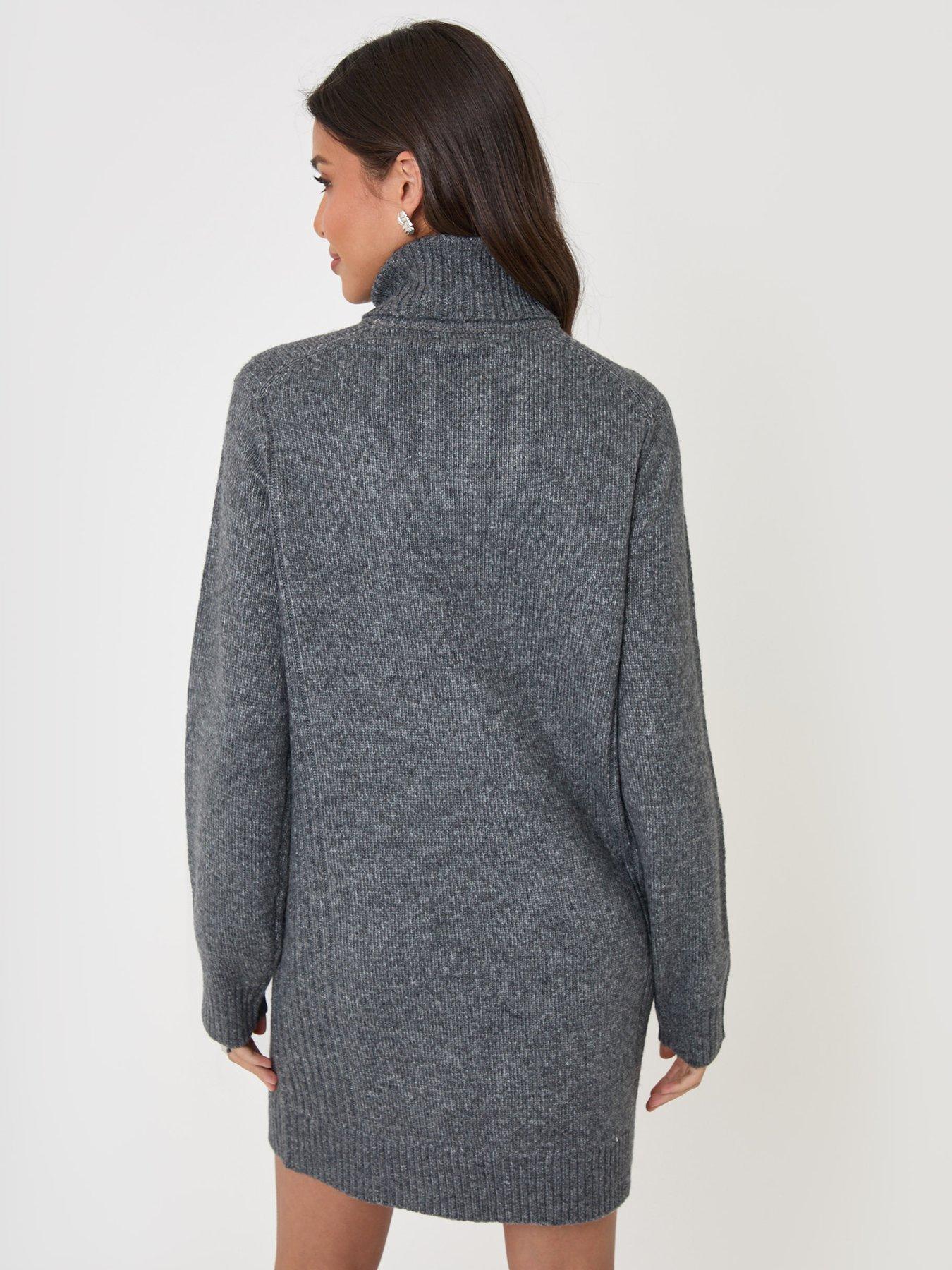 Image 2 of 4 of Threadbare Womens Turtle Neck Mini Jumper Dress - Grey
