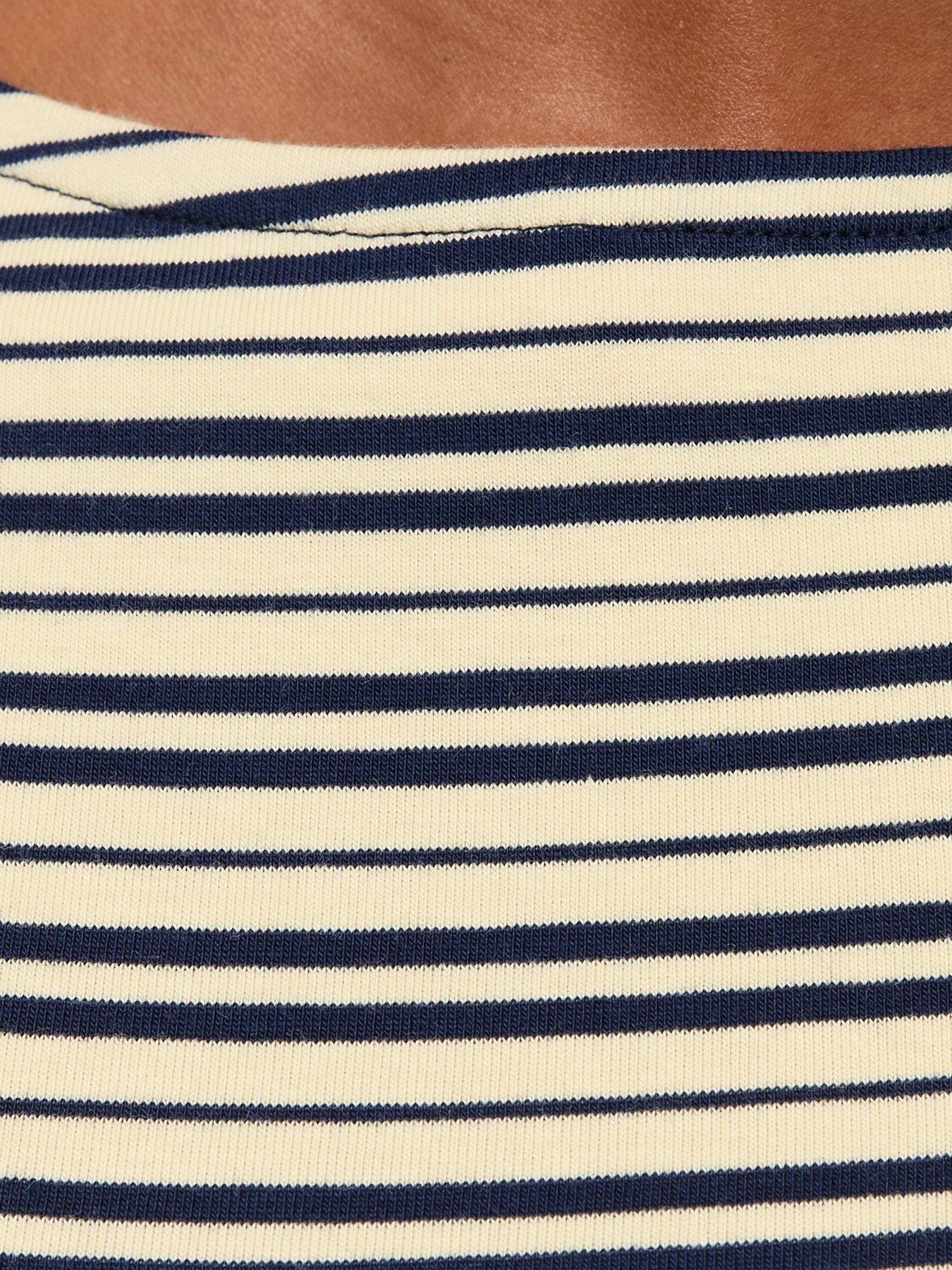 Image 5 of 6 of New Look Blue Cotton Rich Striped Tie Side Corset Waist Top