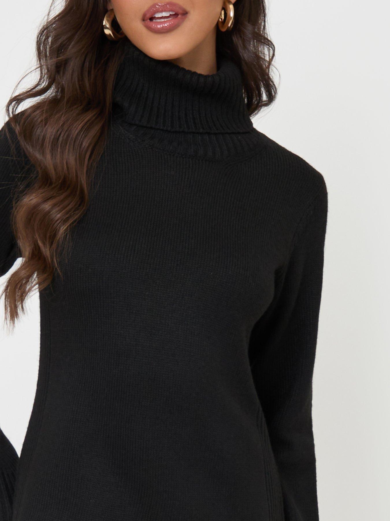 Image 4 of 4 of Threadbare Turtle Neck Maxi Jumper Dress In Black