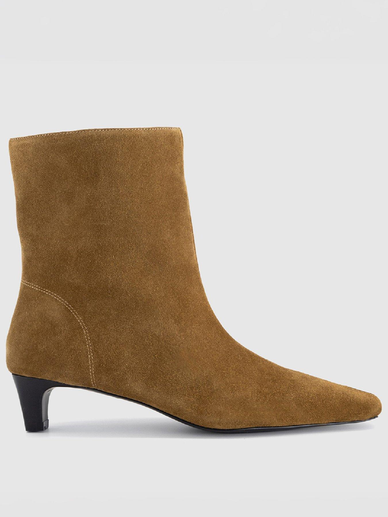 Image 1 of 4 of OFFICE Apricot Low Heel Chisel Toe Boots - Brown