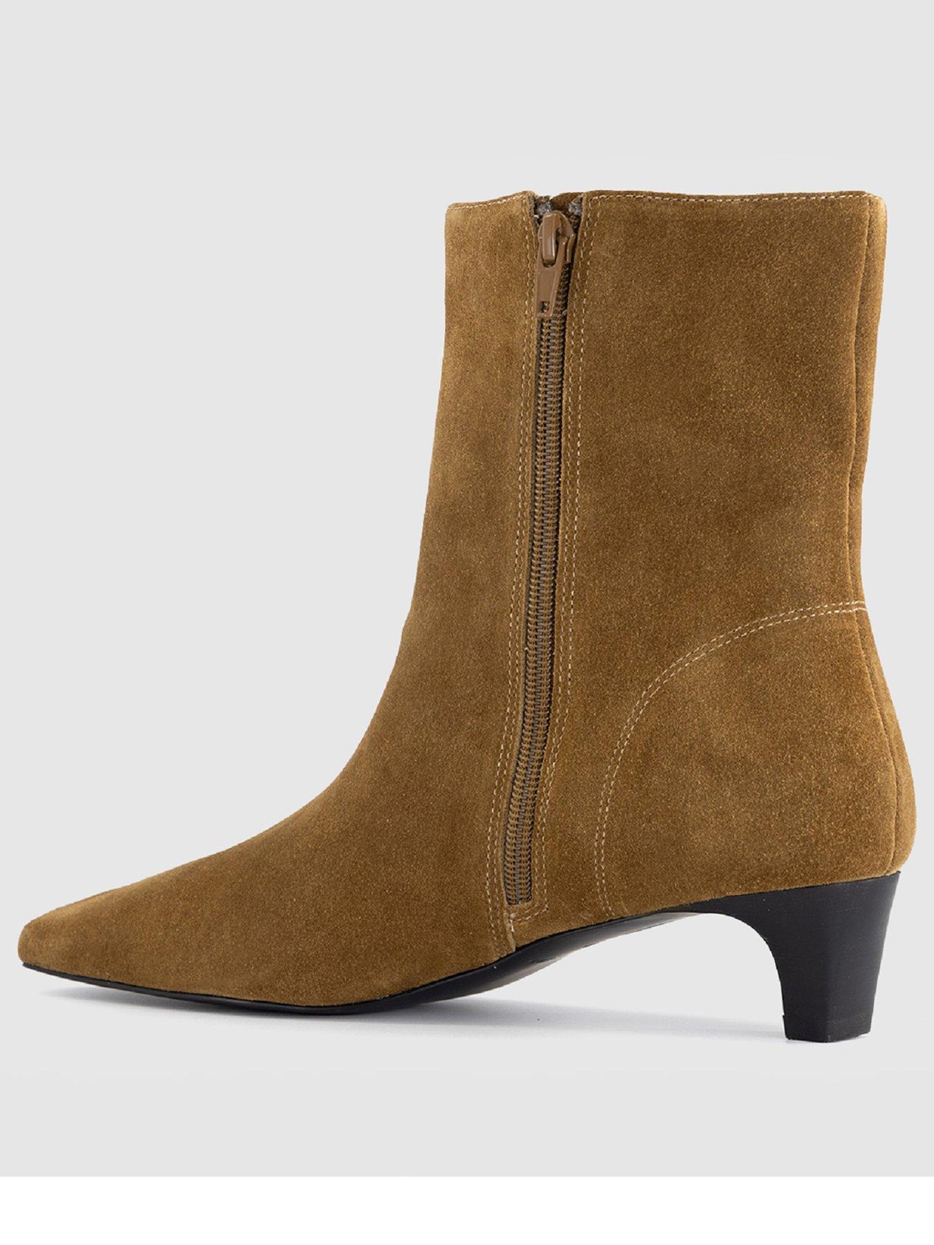 Image 2 of 4 of OFFICE Apricot Low Heel Chisel Toe Boots - Brown