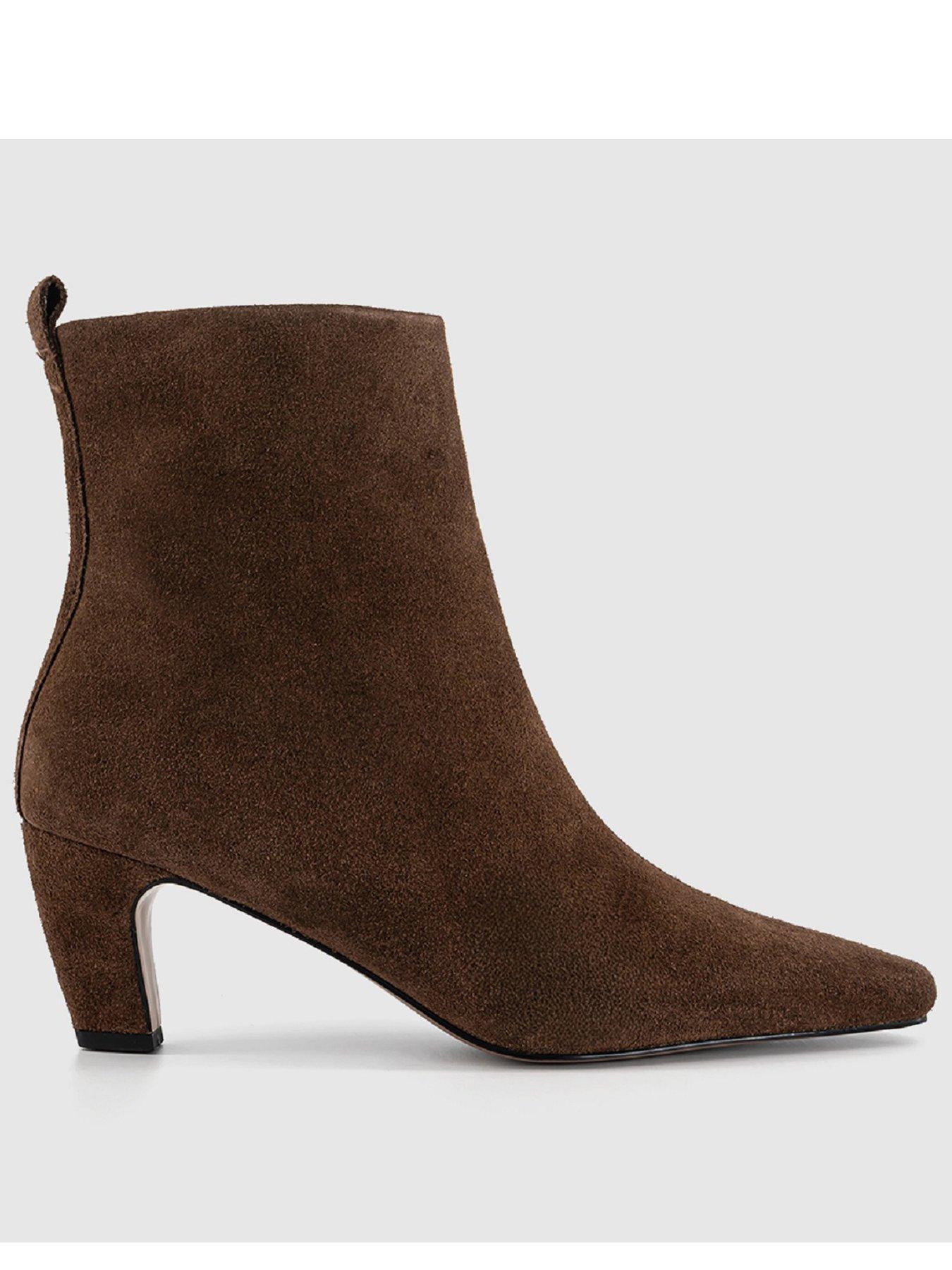 Image 1 of 4 of OFFICE Addison Curve Heel Ankle Boots - Brown