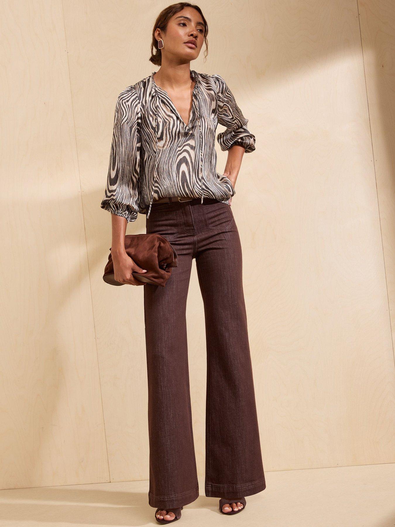 Image 3 of 5 of Friends Like These Zebra Print Long Sleeve Chiffon Tie Neck Blouse