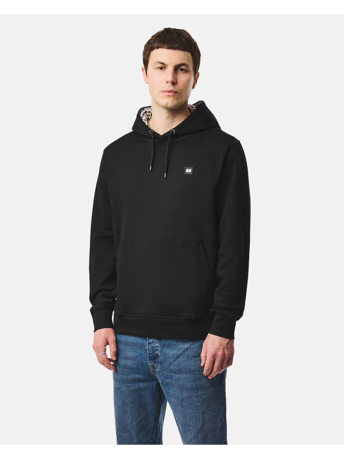 Image 1 of 5 of Weekend Offender Oulton Check Pullover Hoodie - Black