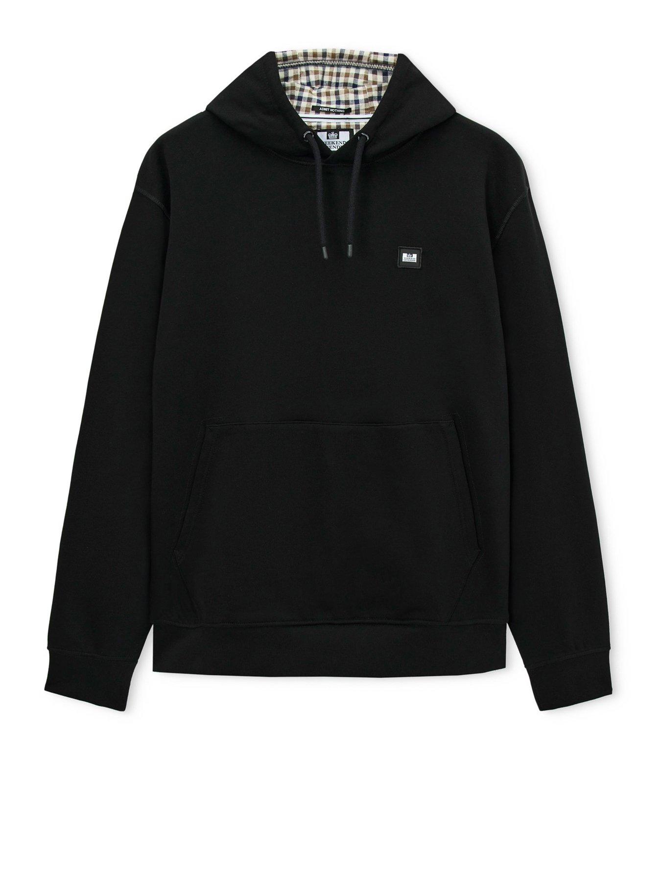 Image 4 of 5 of Weekend Offender Oulton Check Pullover Hoodie - Black