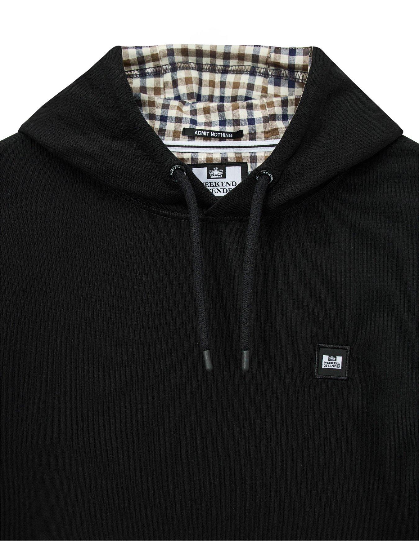 Image 5 of 5 of Weekend Offender Oulton Check Pullover Hoodie - Black