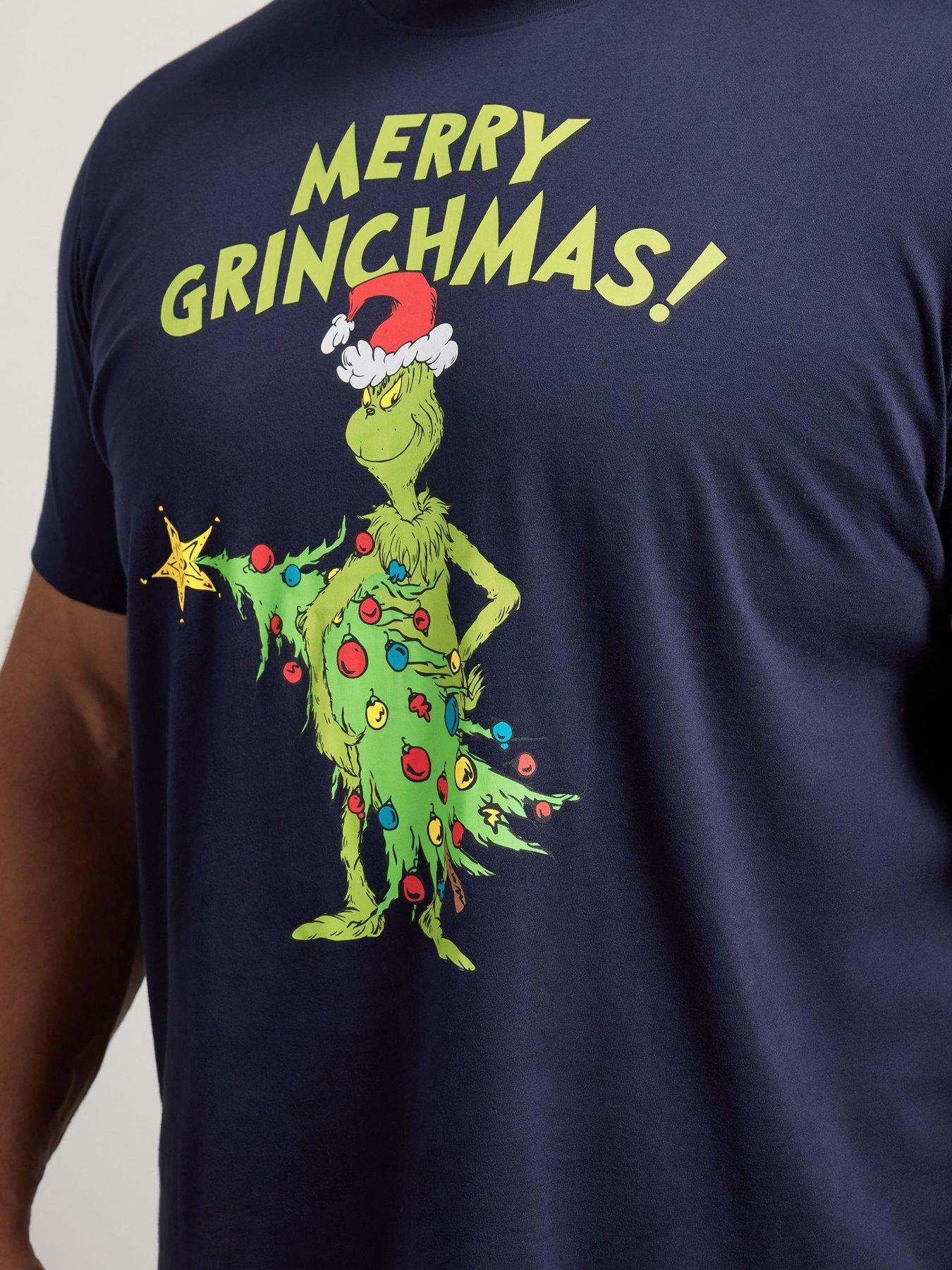 Image 3 of 3 of BadRhino Mens Big &amp; Tall Christmas Grinch Jersey Pyjama Set- Blue