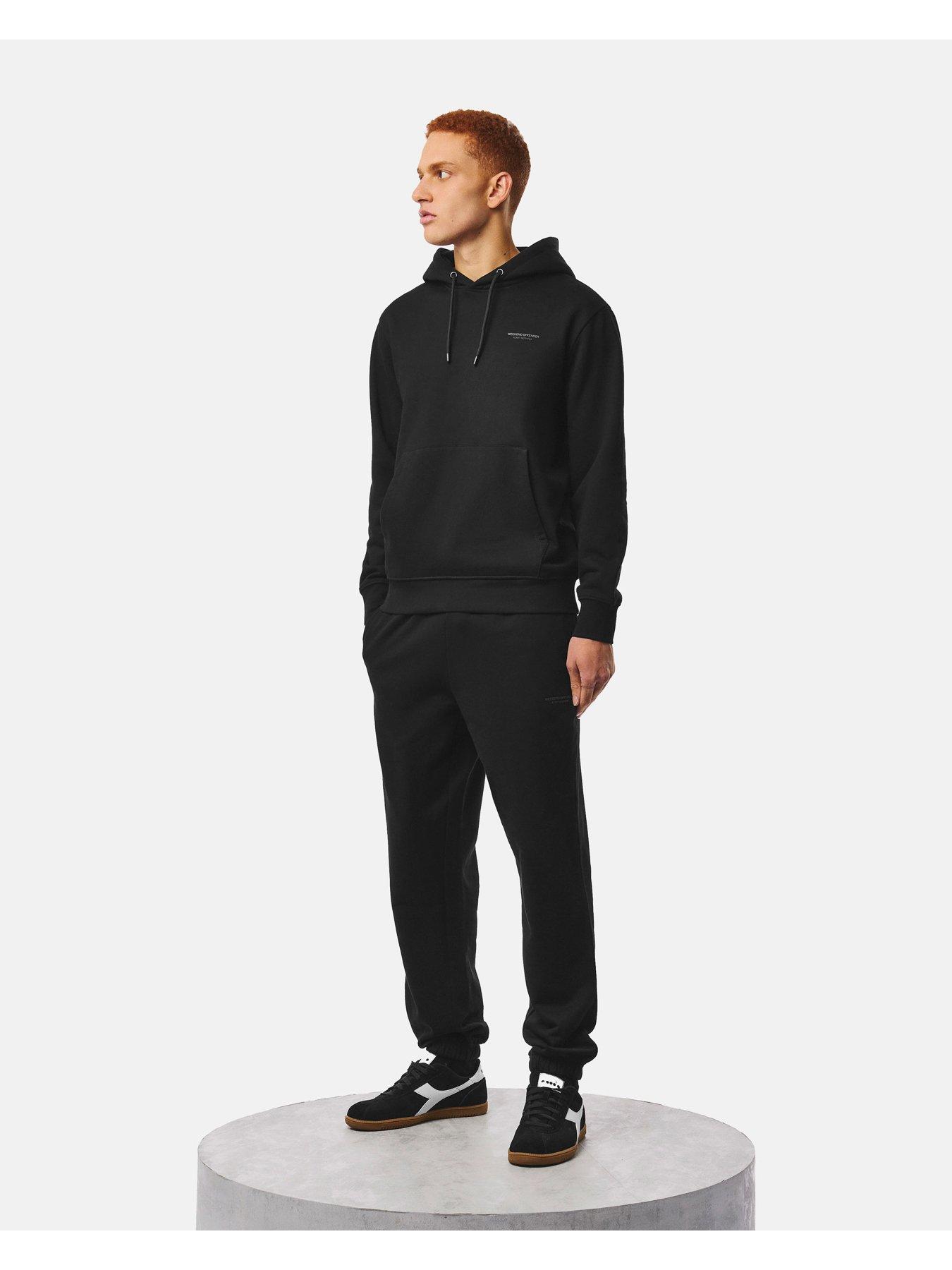 Image 1 of 4 of Weekend Offender Mens Ruidoso Hooded Cotton Tracksuit Set - Black