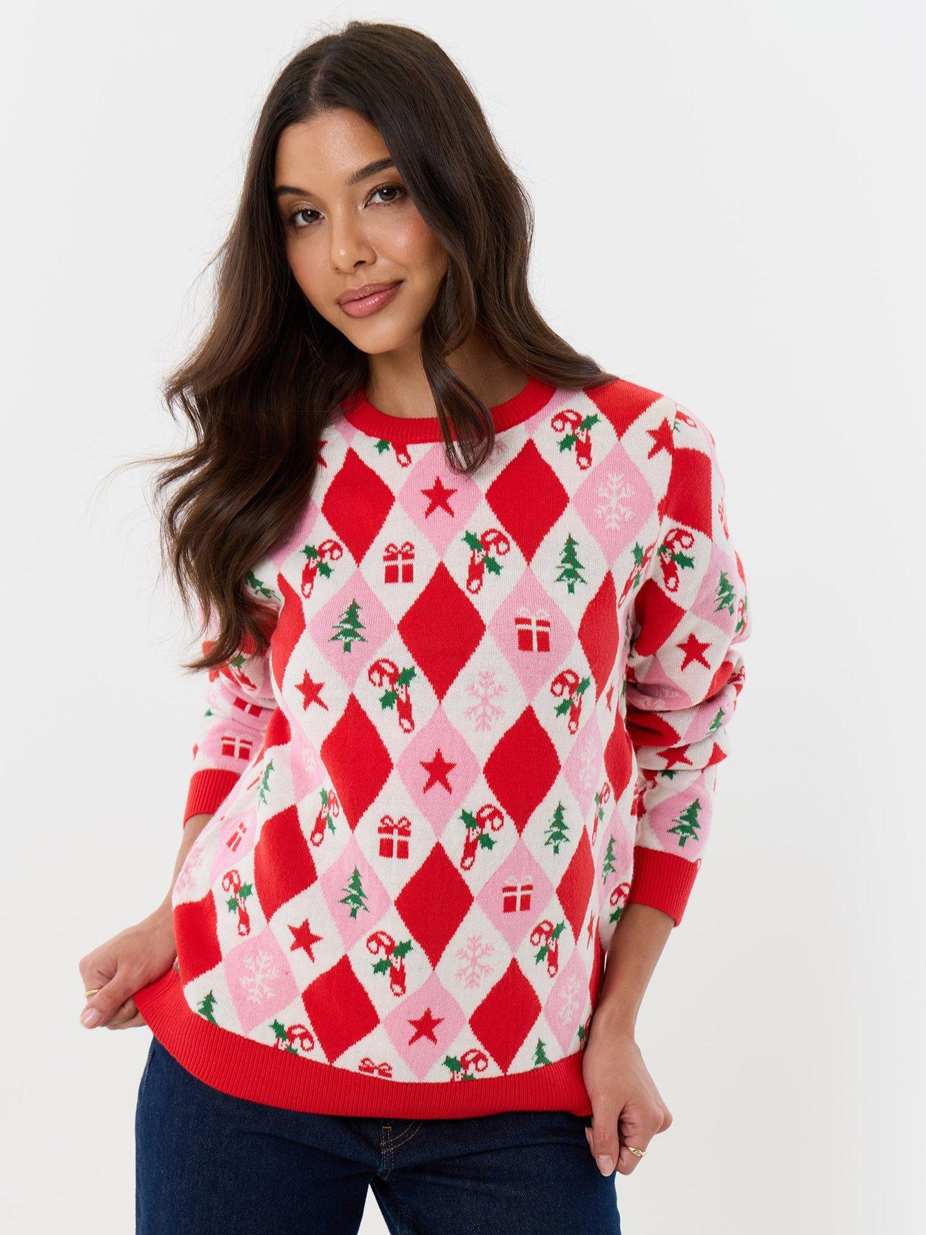 Threadbare Womens Donner Argyle Christmas Jumper - Multi | Littlewoods