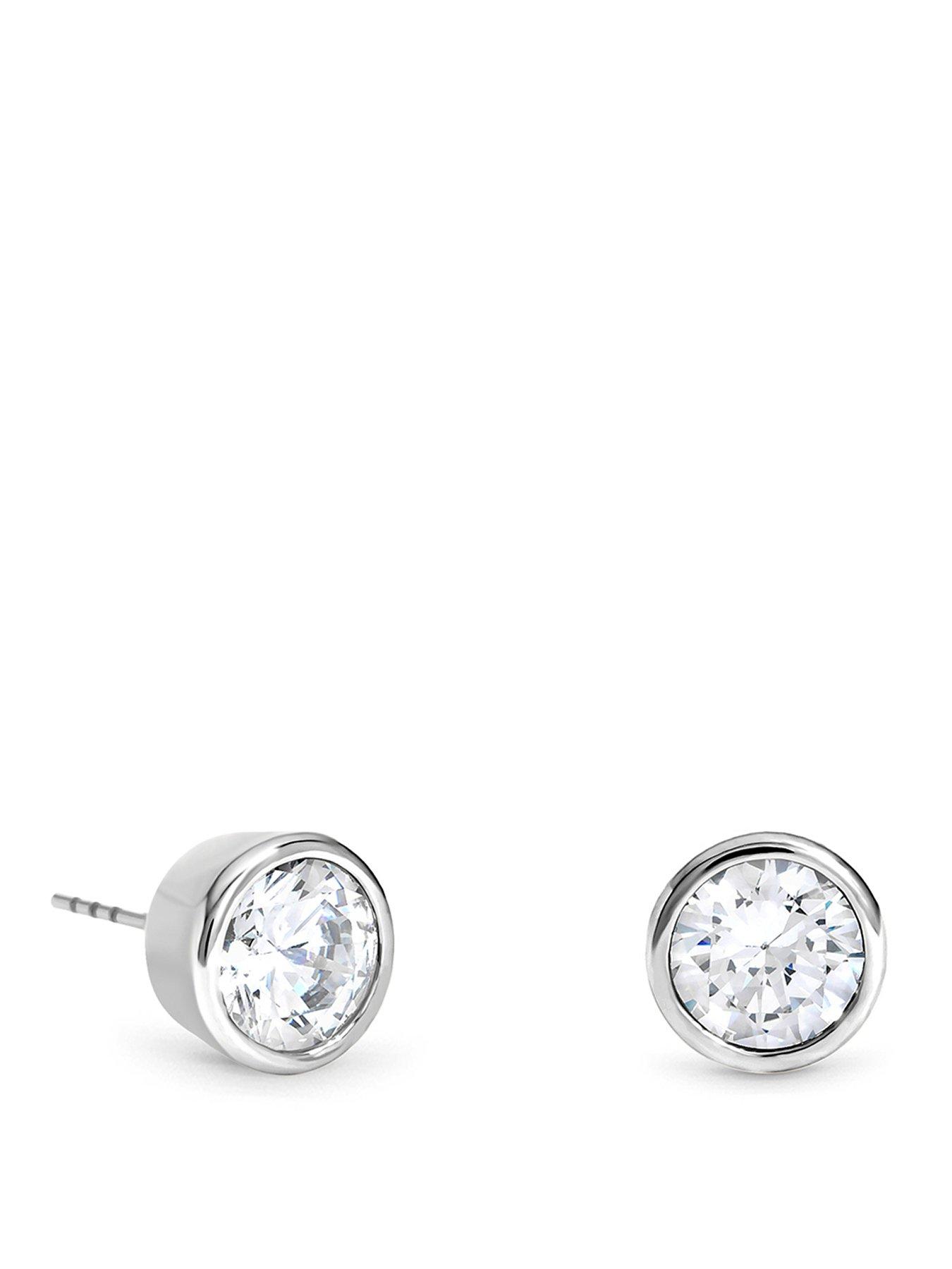 Image 1 of 3 of Jon Richard Rhodium Plated And Crystal Large Bezel Earrings