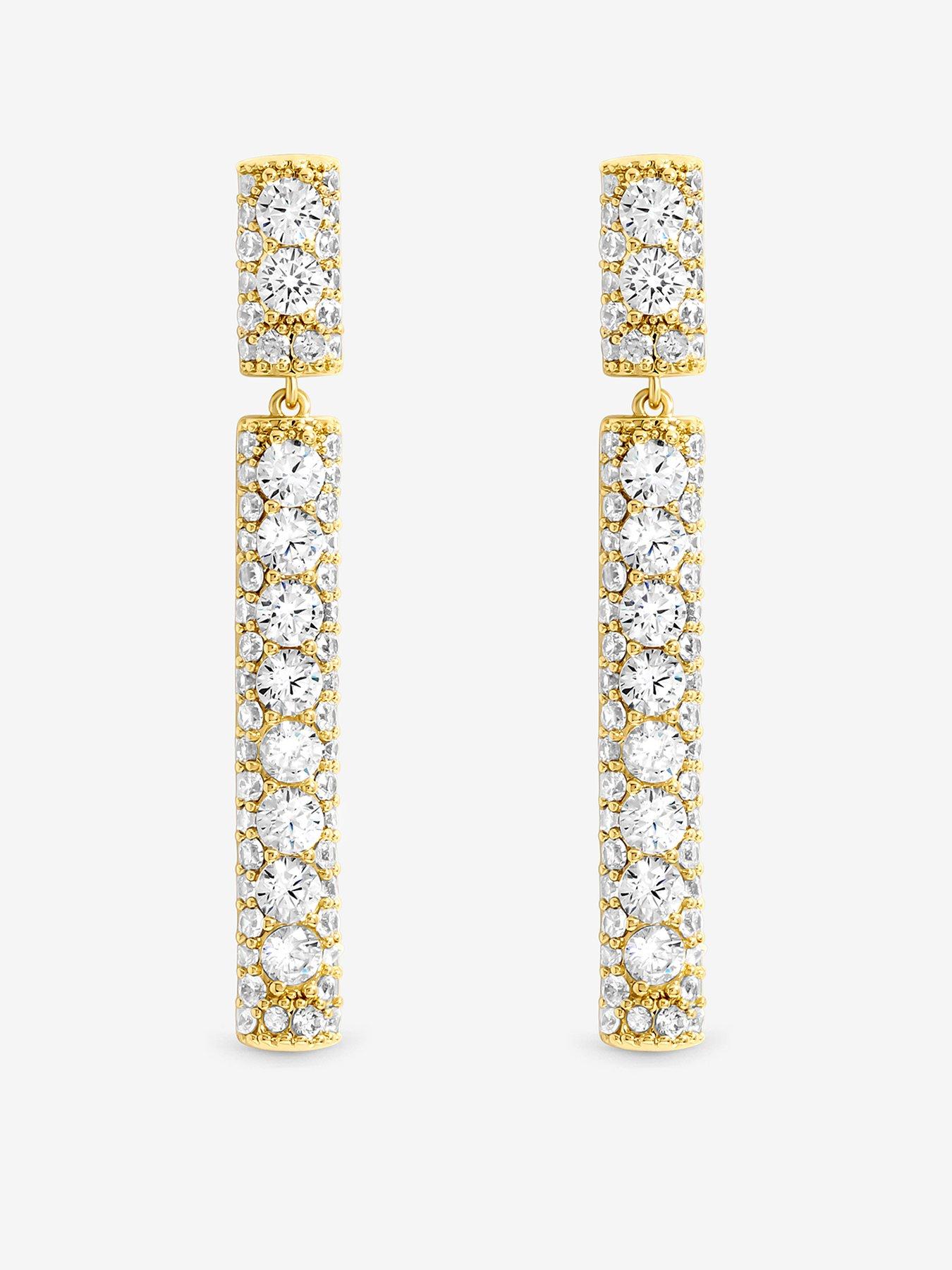 Jon Richard Gold Plated Pave And Crystal Drop Earrings