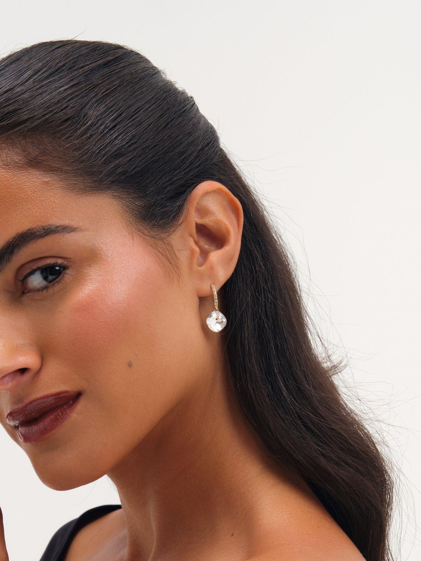 Image 3 of 3 of Jon Richard Gold Plated Pave And Crystal Drop Earrings