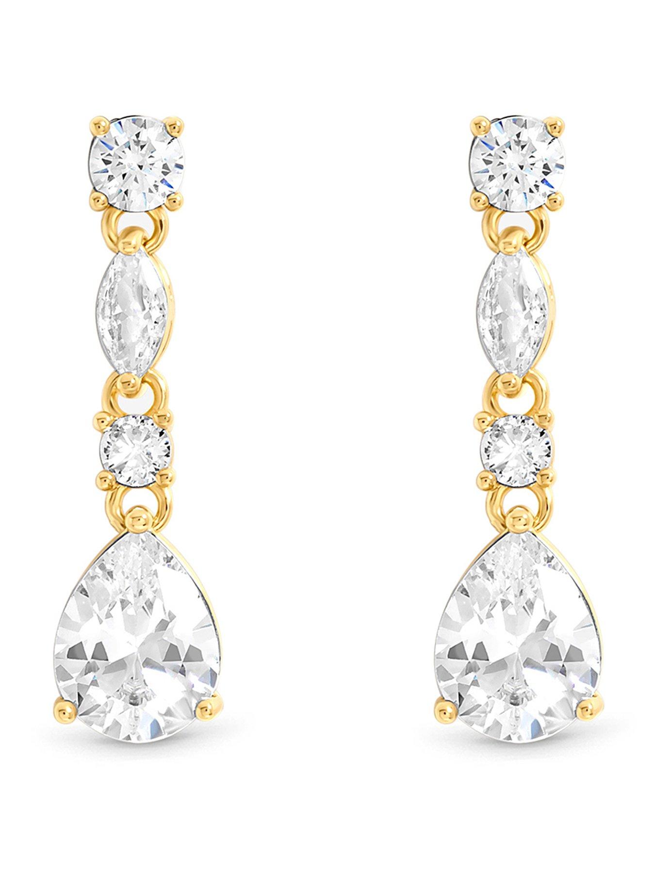 Image 1 of 3 of Jon Richard Gold Plated And Crystal Multistone Drop Earrings