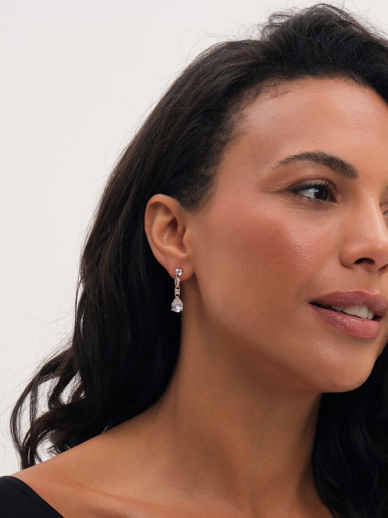 Image 3 of 3 of Jon Richard Gold Plated And Crystal Multistone Drop Earrings
