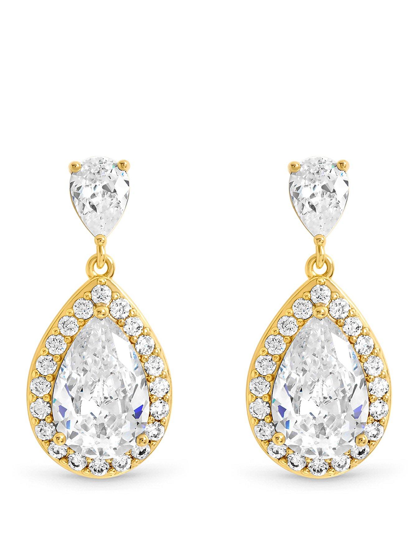 Jon Richard Gold Plated Cubic Zirconia Peardrop Earrings