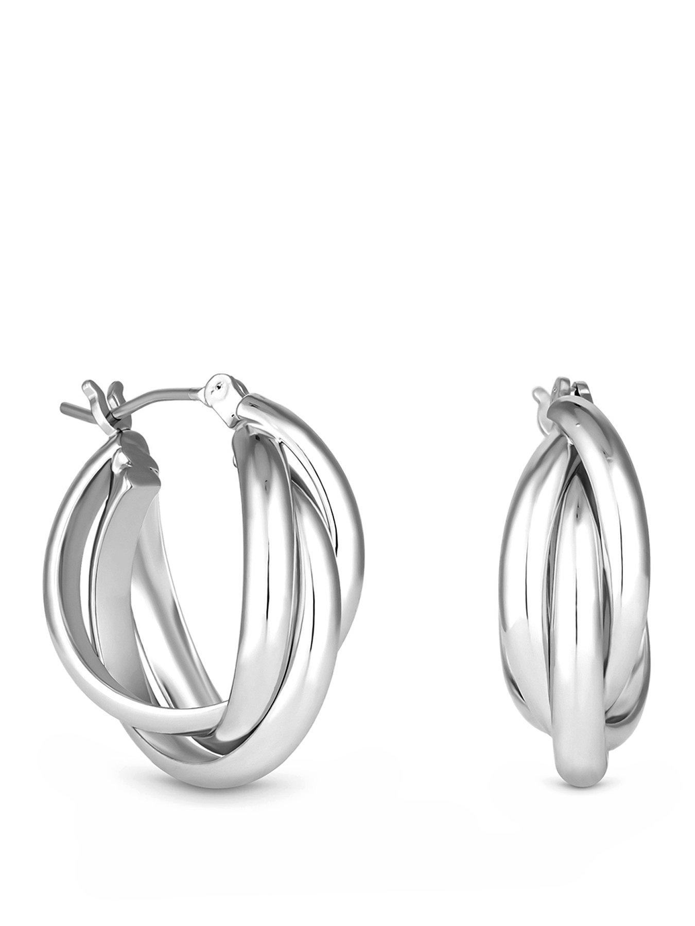 Image 1 of 1 of Jon Richard Silver Polished Interlocking Hoop Earrings