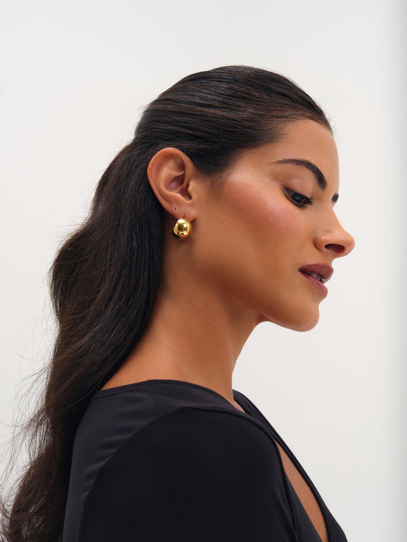 Image 2 of 2 of Jon Richard Gold Plated Waterproof Chubby Hoop Earrings