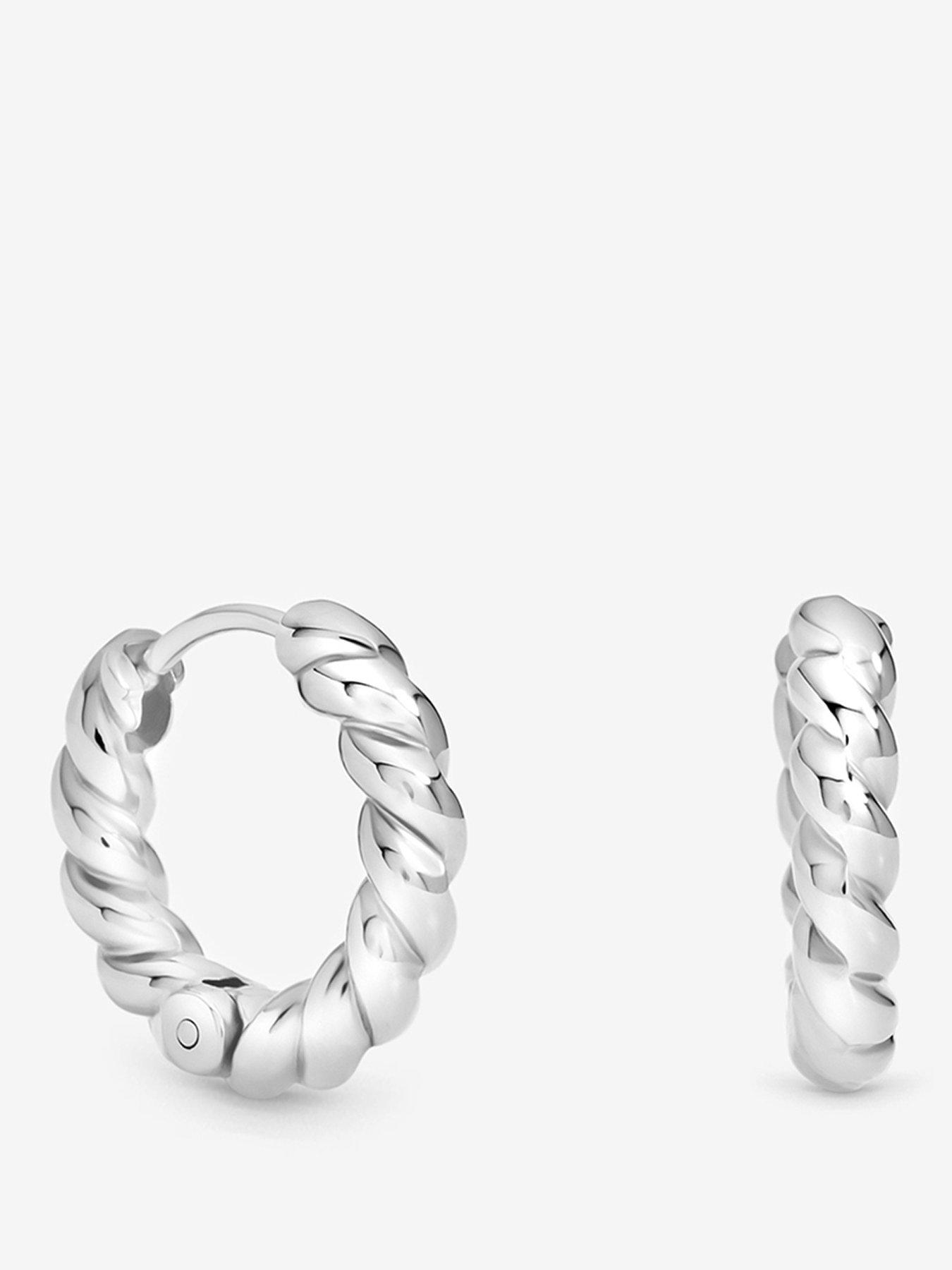 Image 1 of 3 of Jon Richard Platinum Plated Waterproof Twist Hoop Earrings