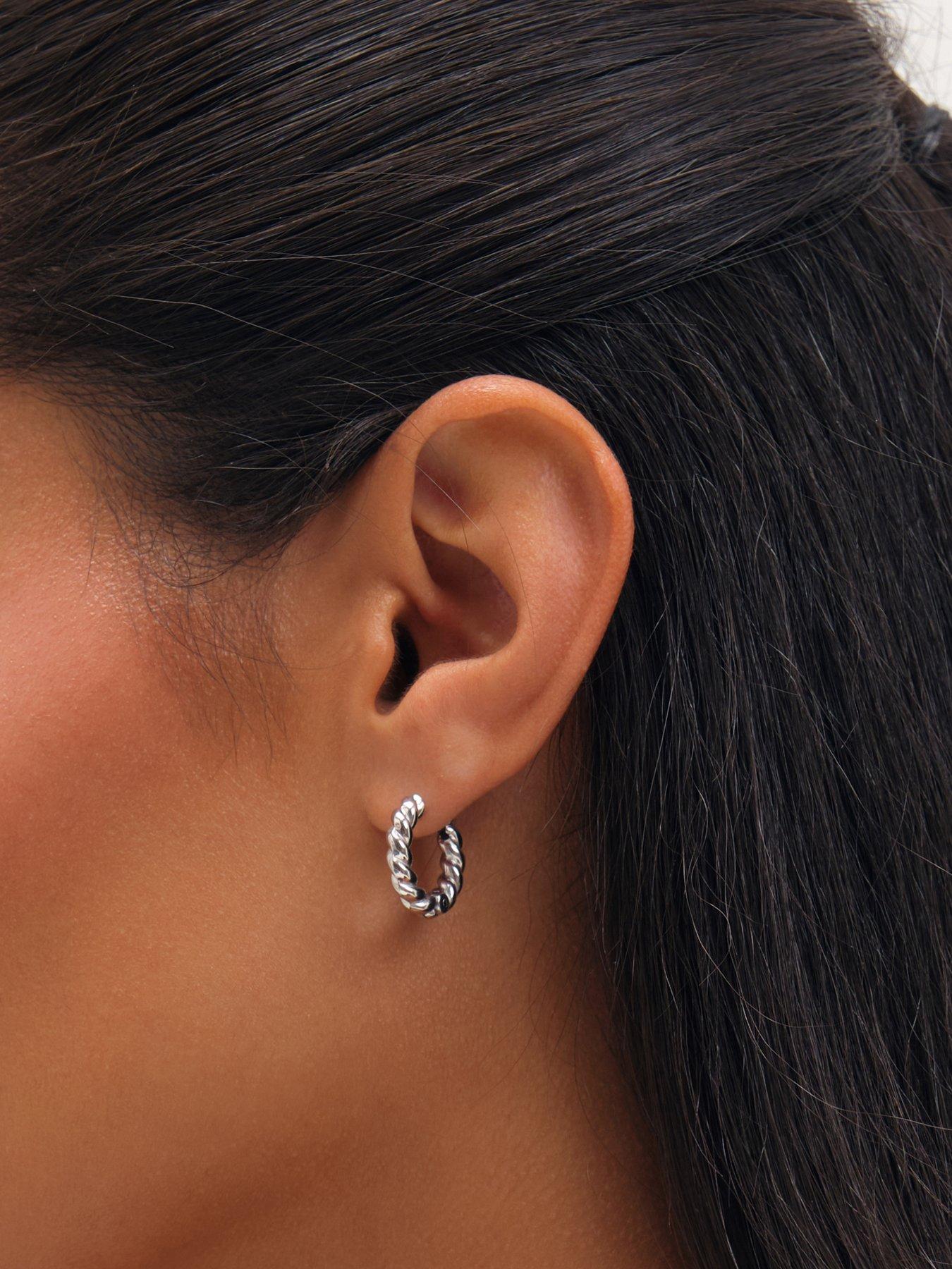 Image 2 of 3 of Jon Richard Platinum Plated Waterproof Twist Hoop Earrings