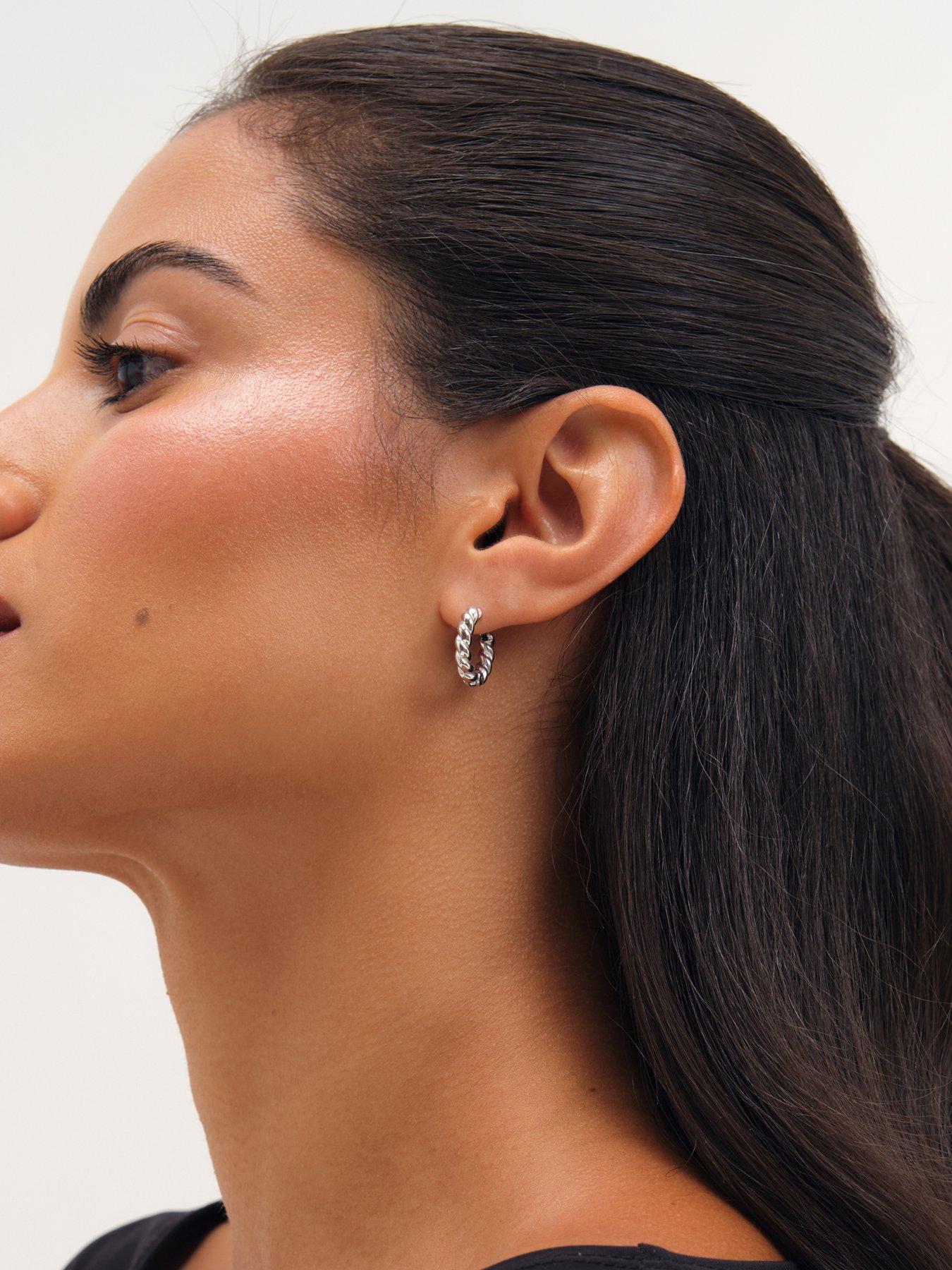 Image 3 of 3 of Jon Richard Platinum Plated Waterproof Twist Hoop Earrings