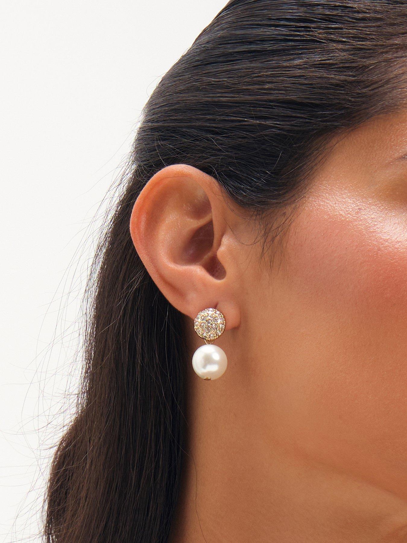 Jon Richard Gold Plated Pearl And Pave Earrings