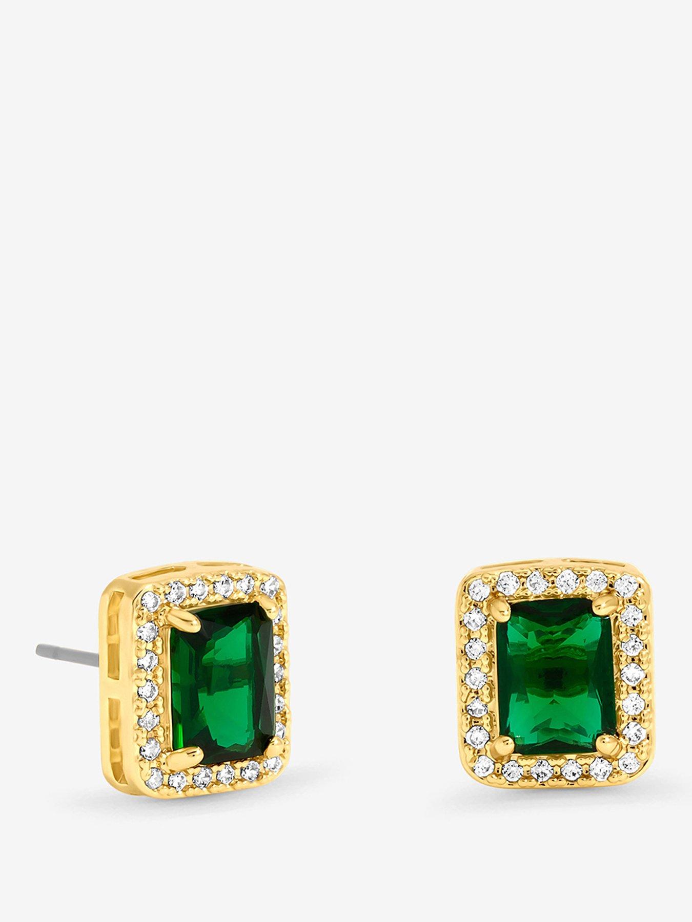 Jon Richard Gold Plated And Emerald Perfume Bottle Earrings