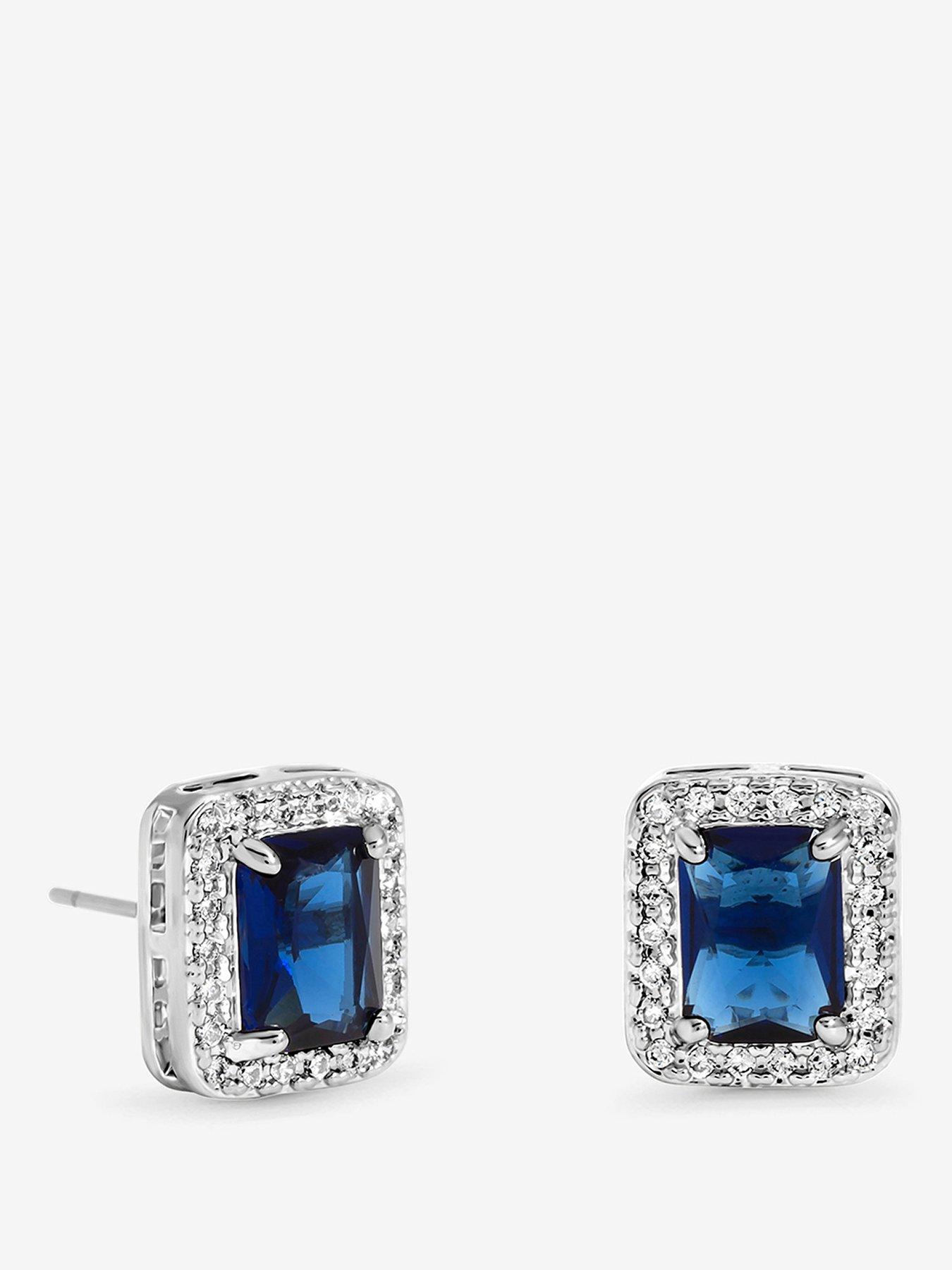 Jon Richard Rhodium Plated And Sapphire Perfume Bottle Earrings