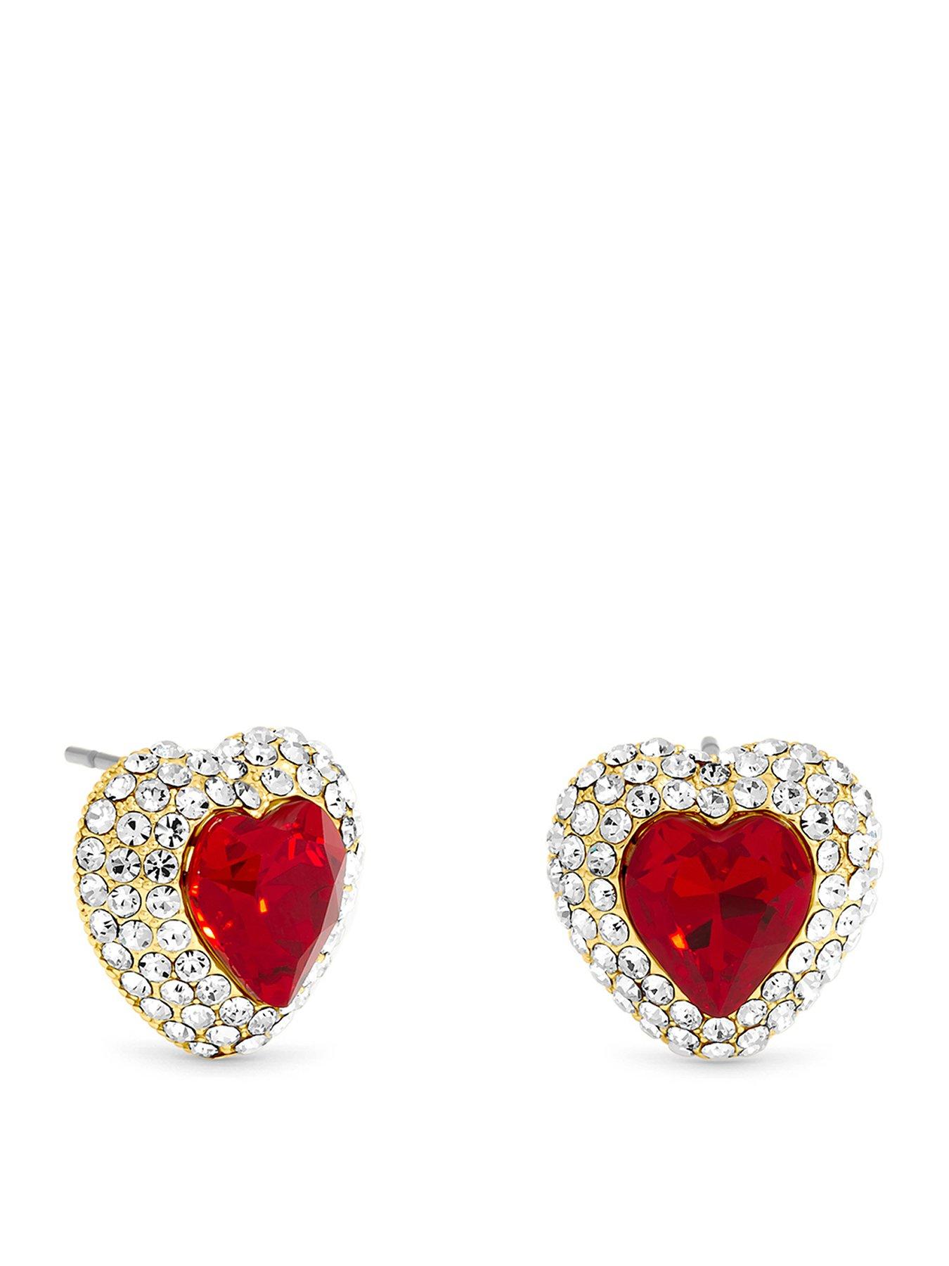 Jon Richard Gold Plated And Ruby Heart Earrings