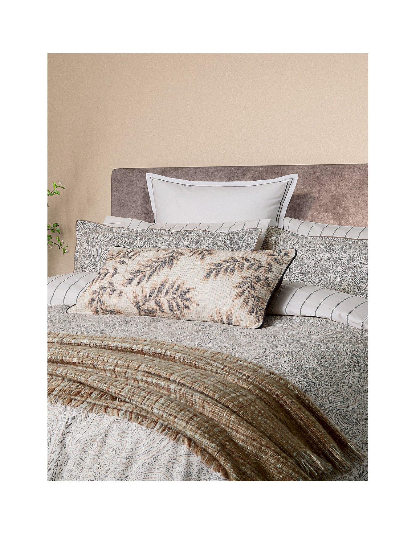Image 2 of 4 of Bedeck of Belfast Avita Pillowcase Pairs Charcoal/ Chalk/ Tan