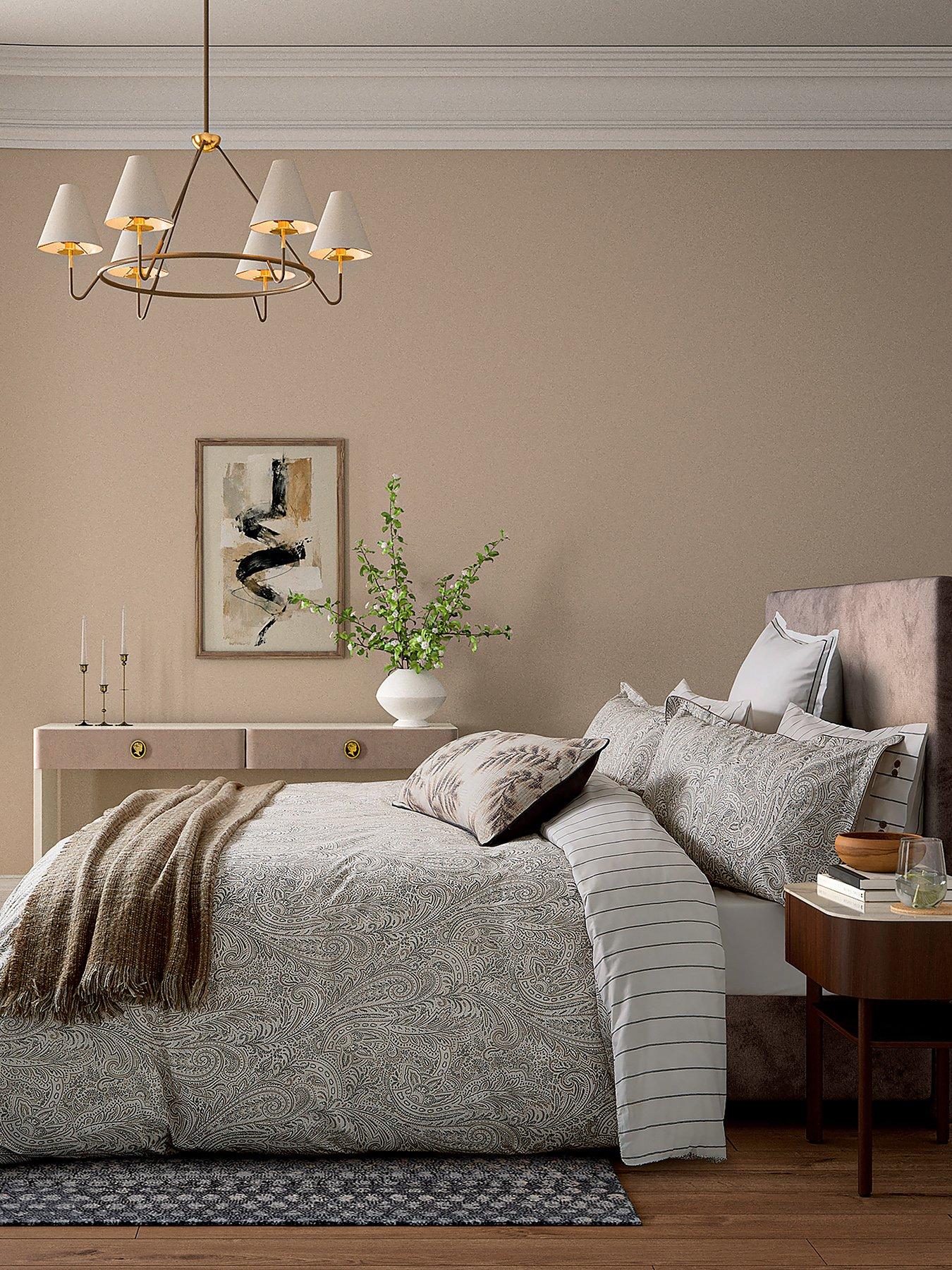Image 4 of 4 of Bedeck of Belfast Avita Pillowcase Pairs Charcoal/ Chalk/ Tan