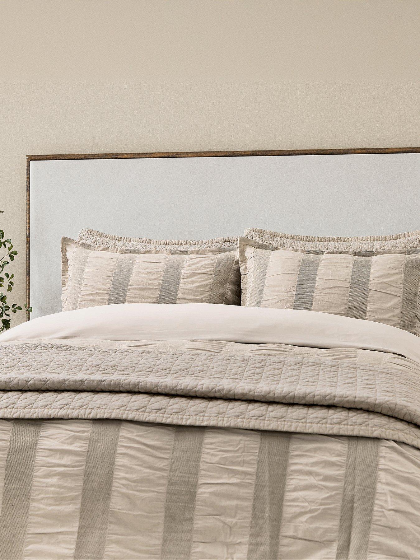 Image 1 of 5 of Bedeck of Belfast Woven Waffle Stripe Cover Set Linen