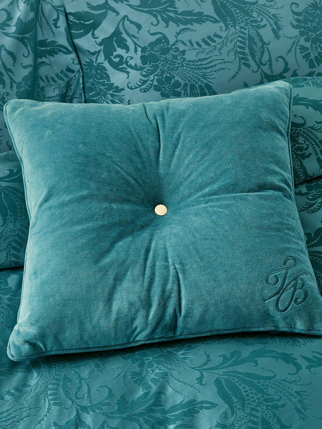Ted Baker Tb Branded Button Cushion 50x50cm Teal