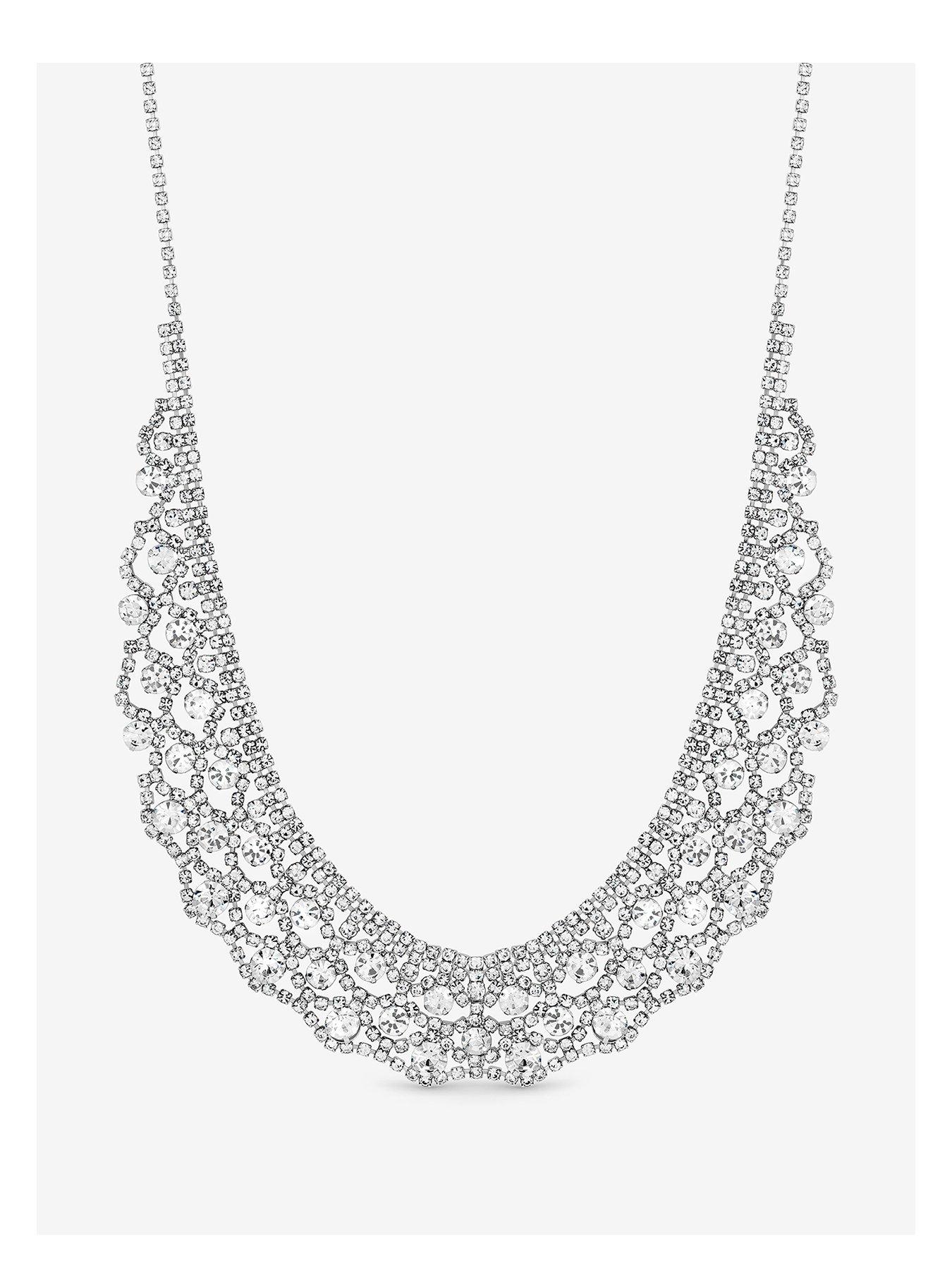 Jon Richard Rhodium Plated And Crystal Statement Collar Necklace