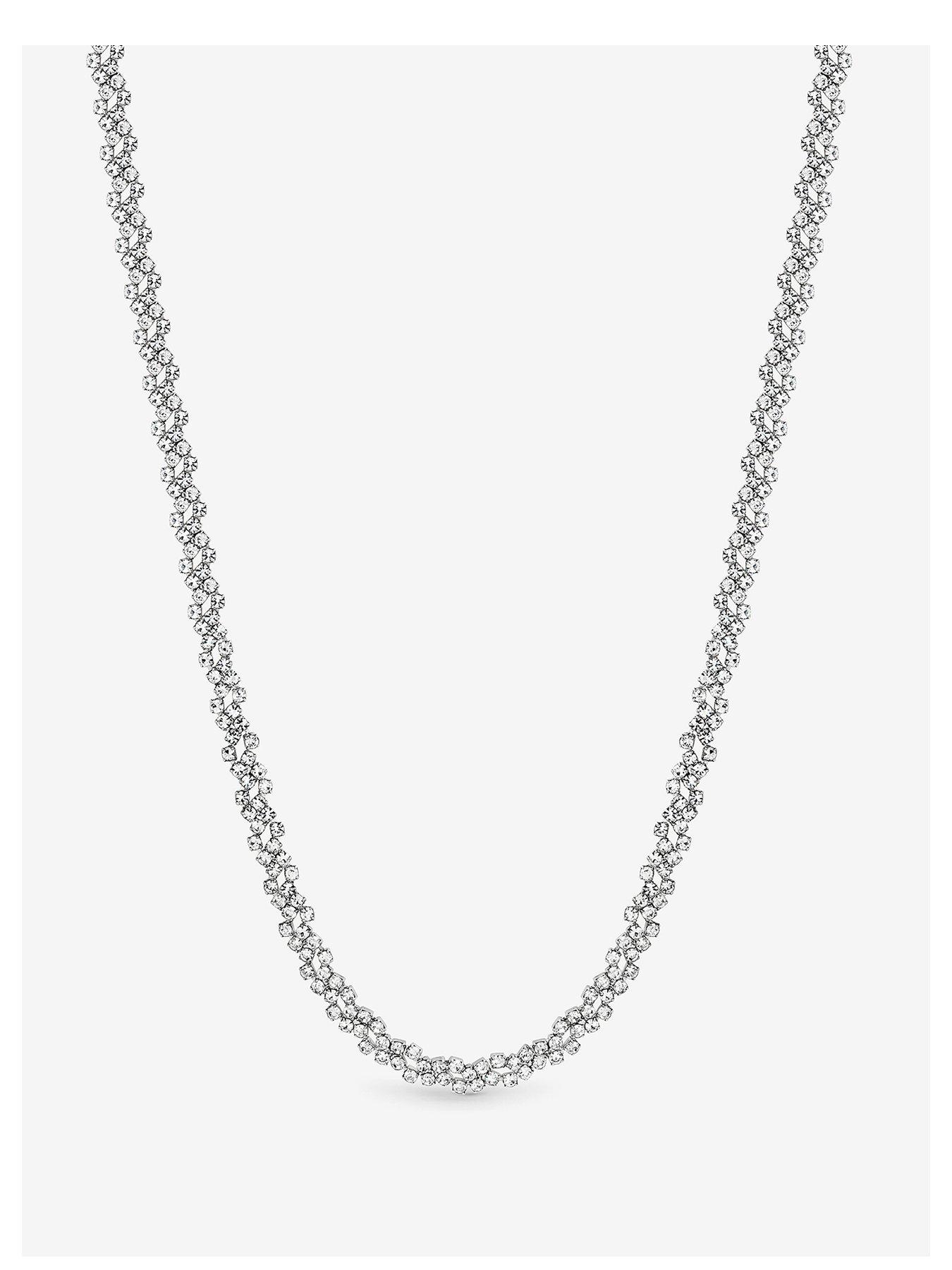 Jon Richard Jon Richard Rhodium Plated Crystal Fine Multi Stone Necklace
