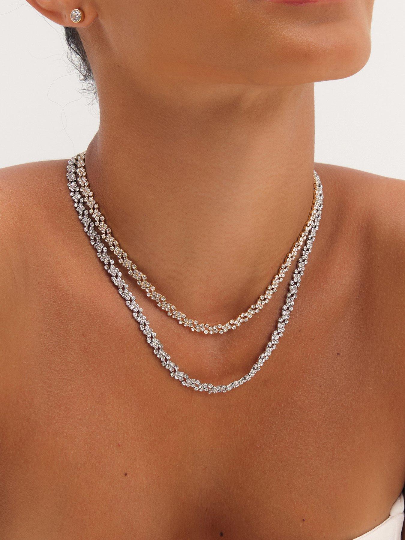 Image 1 of 6 of Jon Richard Rhodium Plated Crystal Fine Multi Stone Necklace
