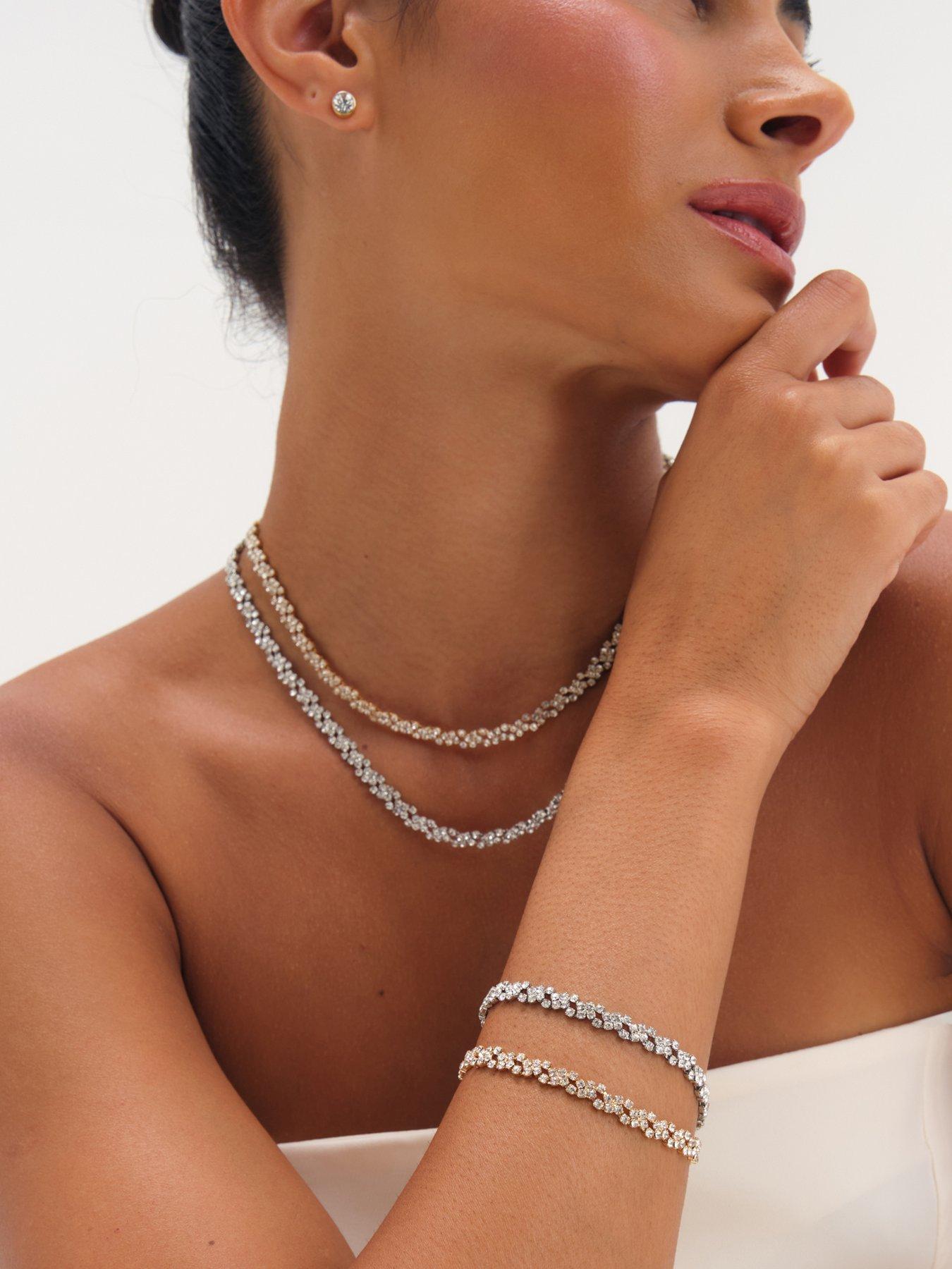 Image 3 of 6 of Jon Richard Rhodium Plated Crystal Fine Multi Stone Necklace