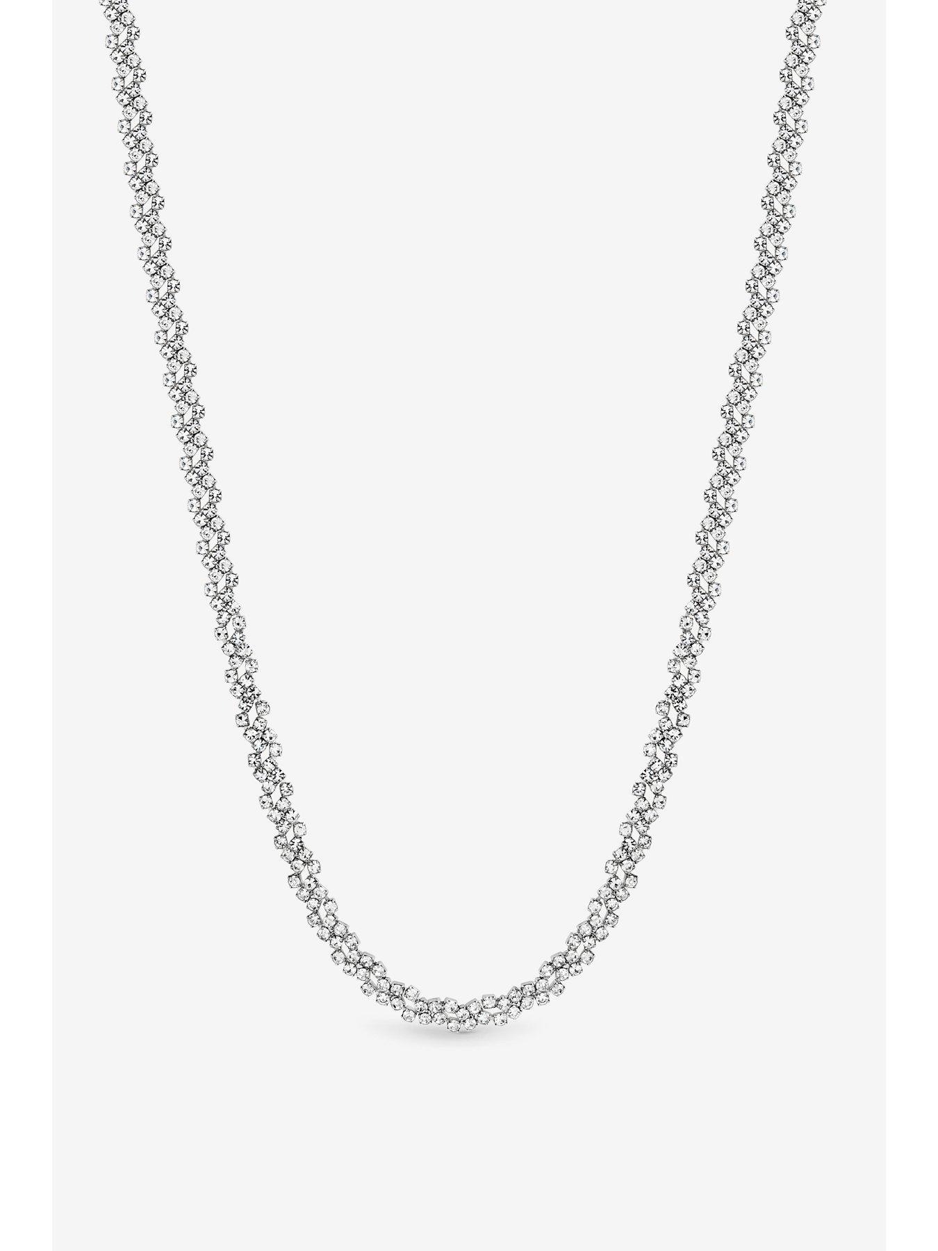 Image 4 of 6 of Jon Richard Rhodium Plated Crystal Fine Multi Stone Necklace