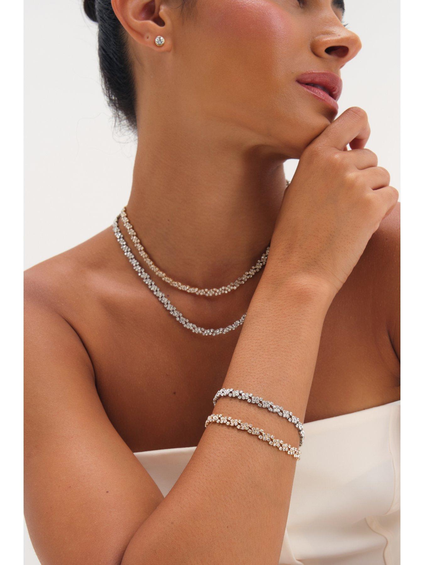 Image 6 of 6 of Jon Richard Rhodium Plated Crystal Fine Multi Stone Necklace