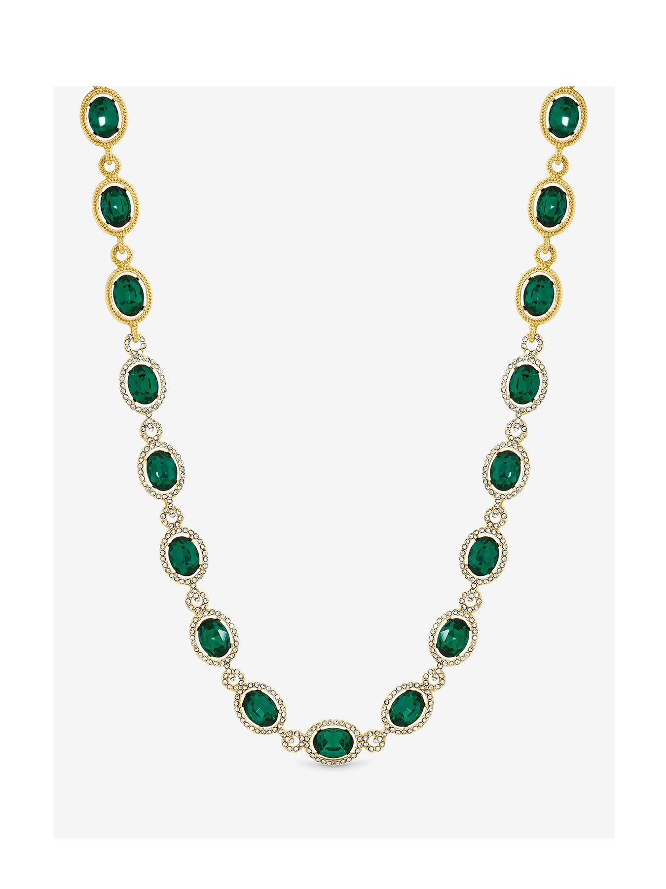 Image 1 of 1 of Jon Richard GOLD PLATE AND EMERALD HALO NECKLACE