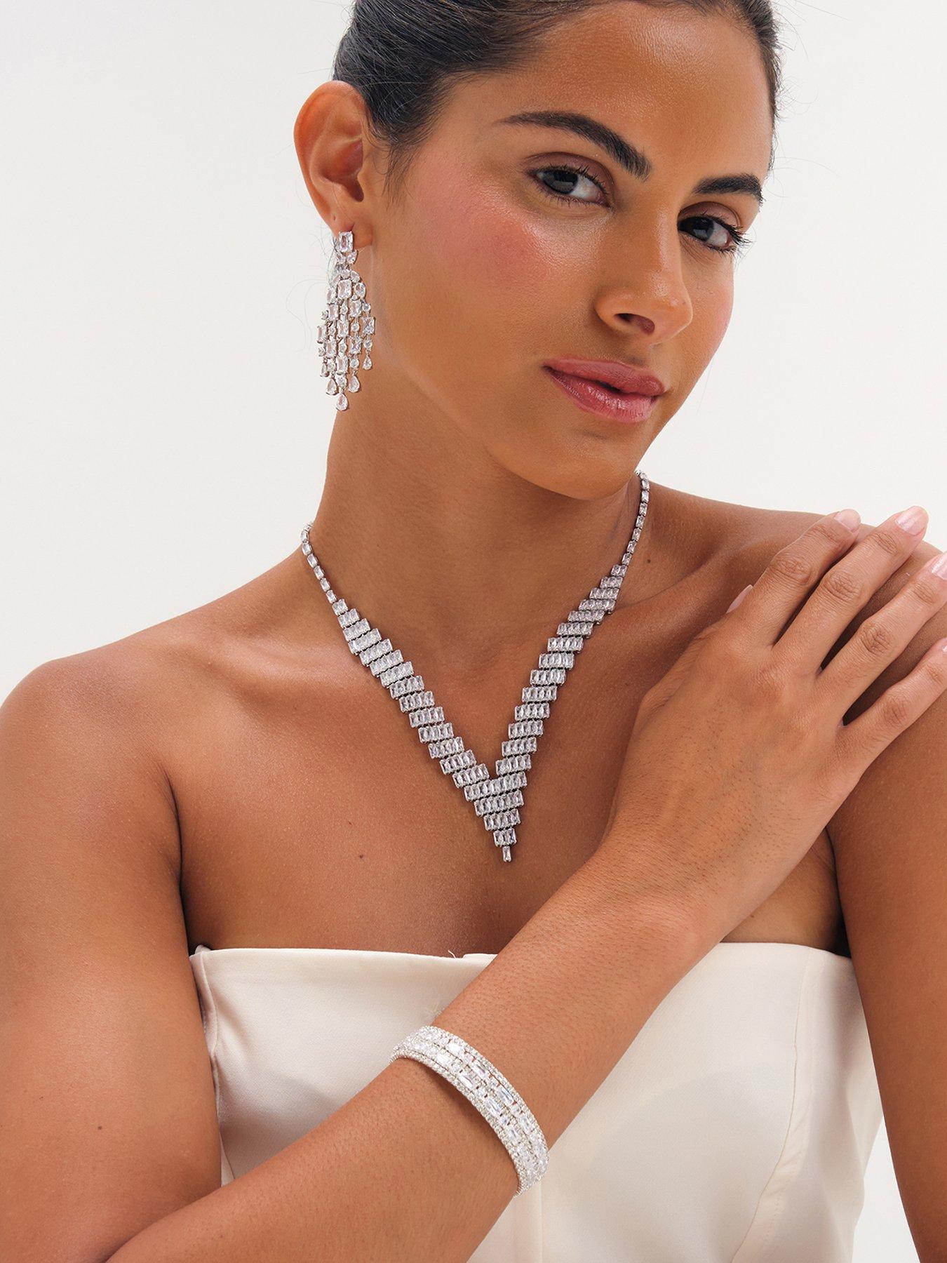 Image 1 of 6 of Jon Richard Rhodium Plated And Crystal Multi Stone Cuff