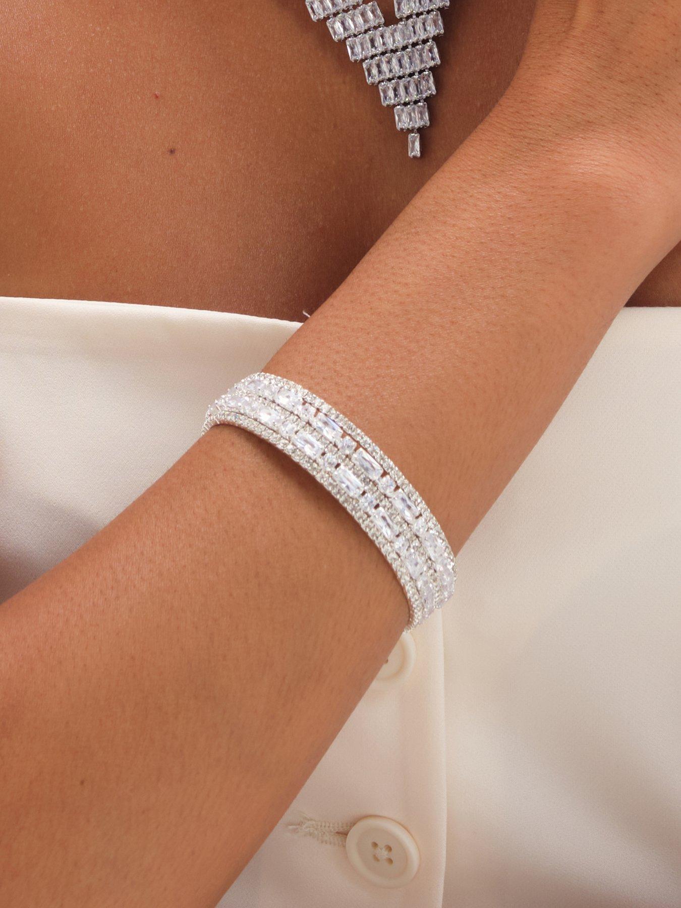 Image 2 of 6 of Jon Richard Rhodium Plated And Crystal Multi Stone Cuff