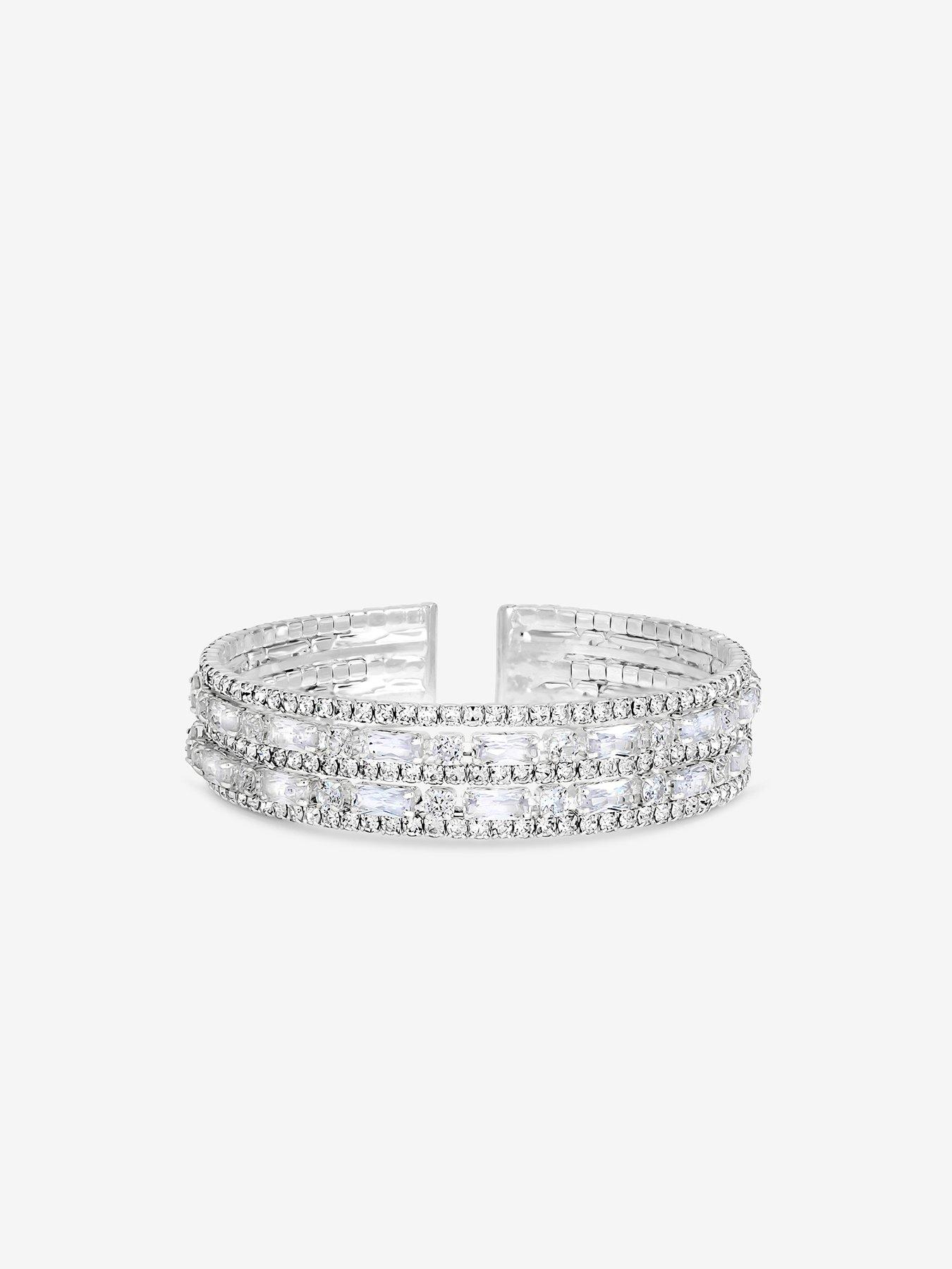 Image 3 of 6 of Jon Richard Rhodium Plated And Crystal Multi Stone Cuff
