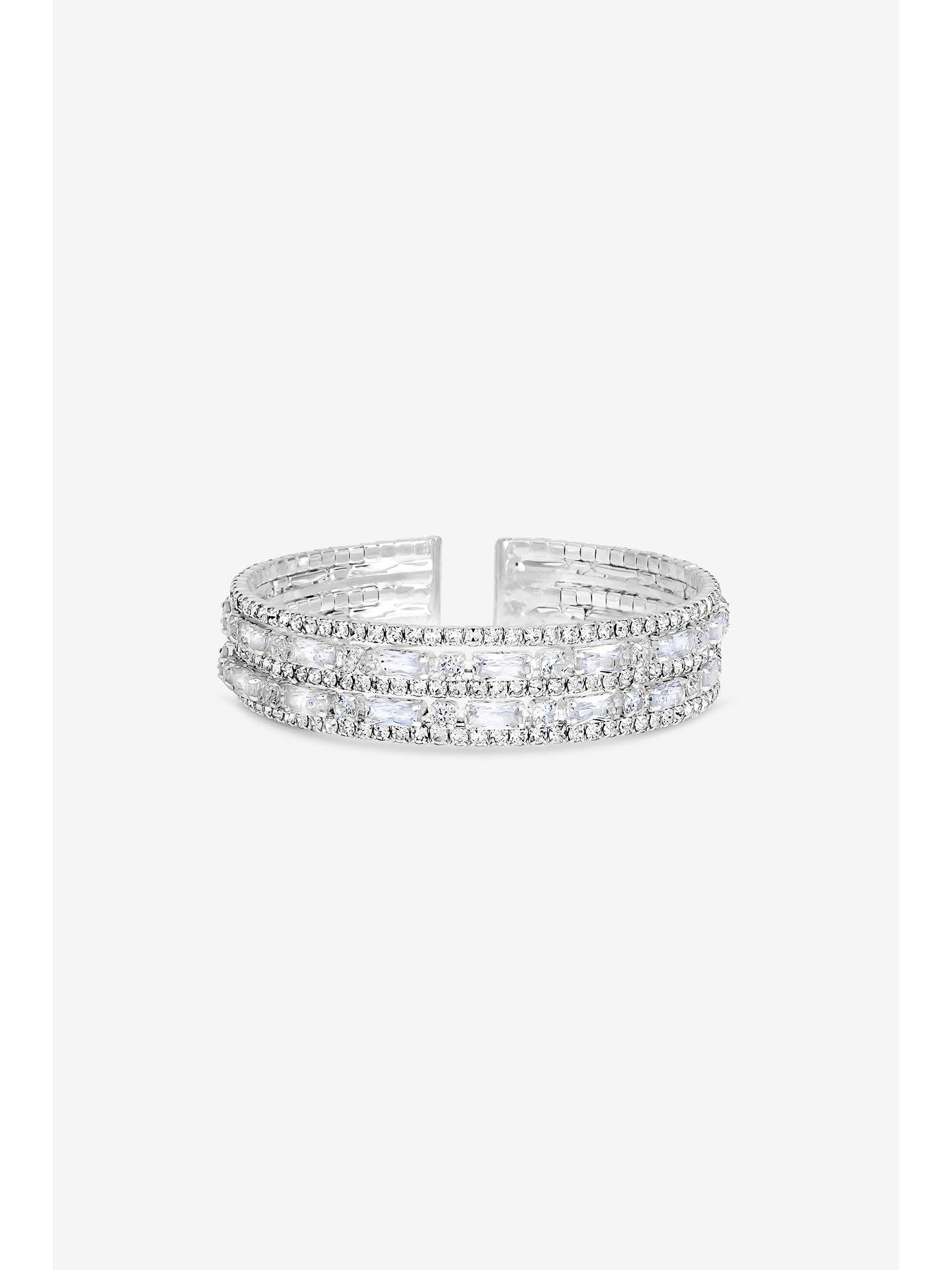 Image 4 of 6 of Jon Richard Rhodium Plated And Crystal Multi Stone Cuff