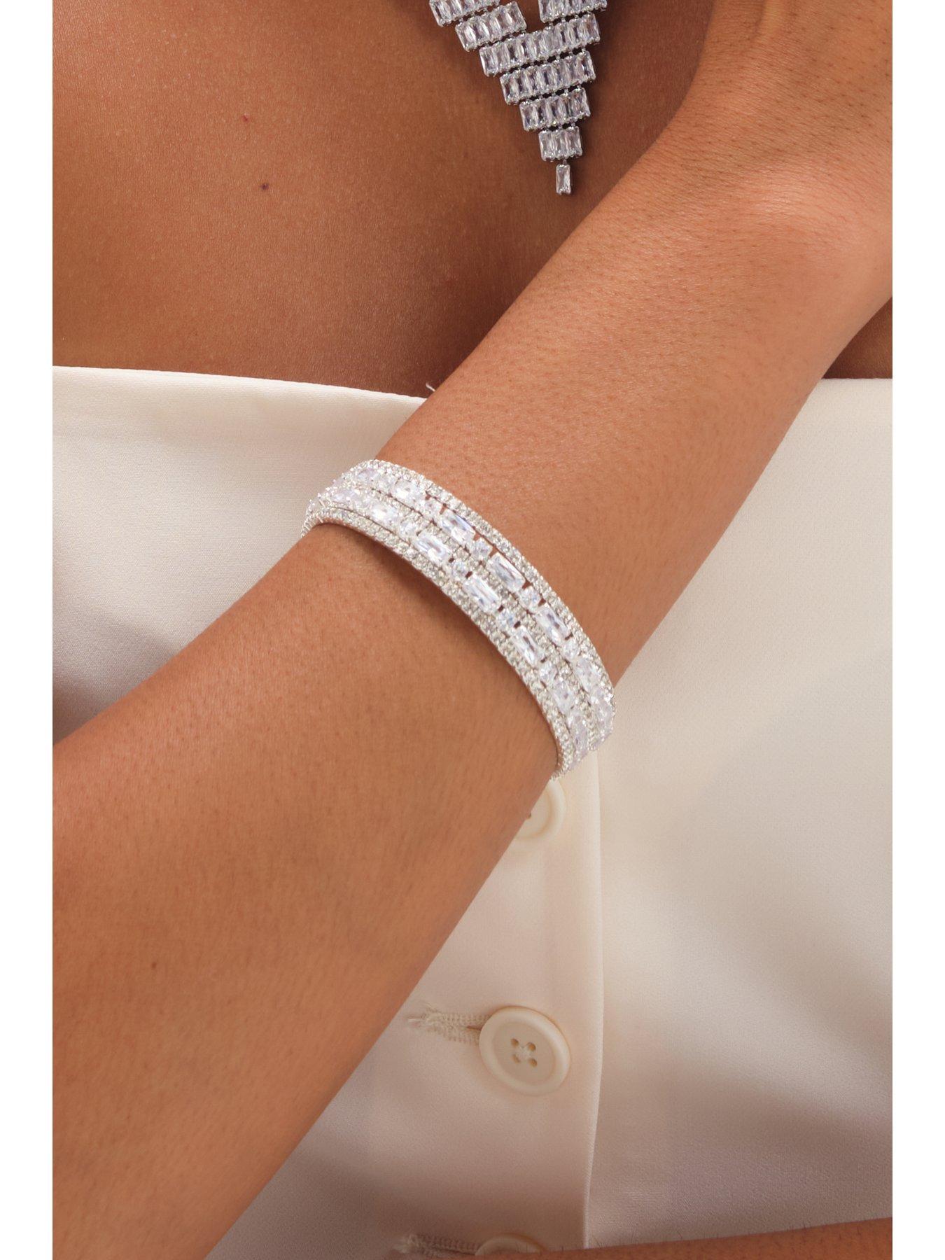 Image 5 of 6 of Jon Richard Rhodium Plated And Crystal Multi Stone Cuff